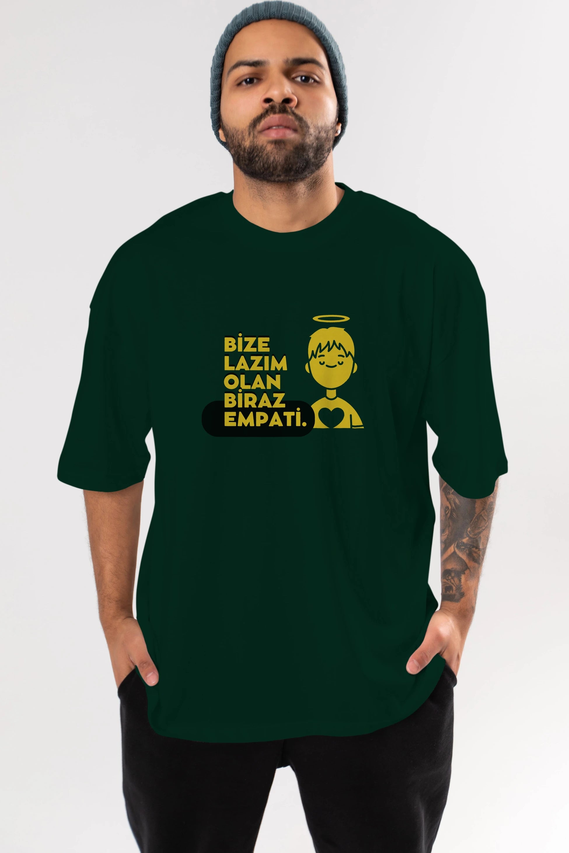 Bize Lazım Olan Biraz Empati Ön Baskılı Oversize t-shirt Erkek Kadın Unisex