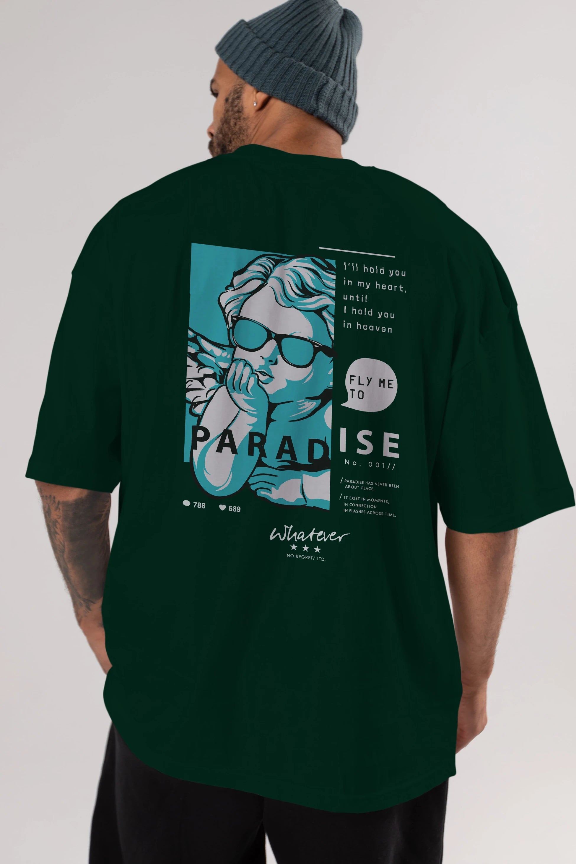 Paradise Fly to Me Arka Baskılı Oversize t-shirt Erkek Kadın Unisex