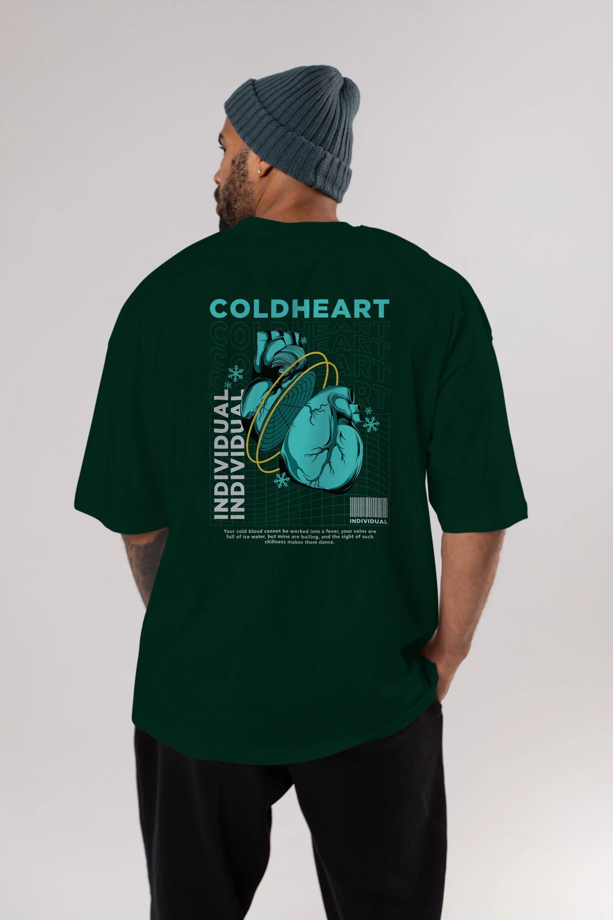 Cold Heart Arka Baskılı Oversize t-shirt Erkek Kadın Unisex