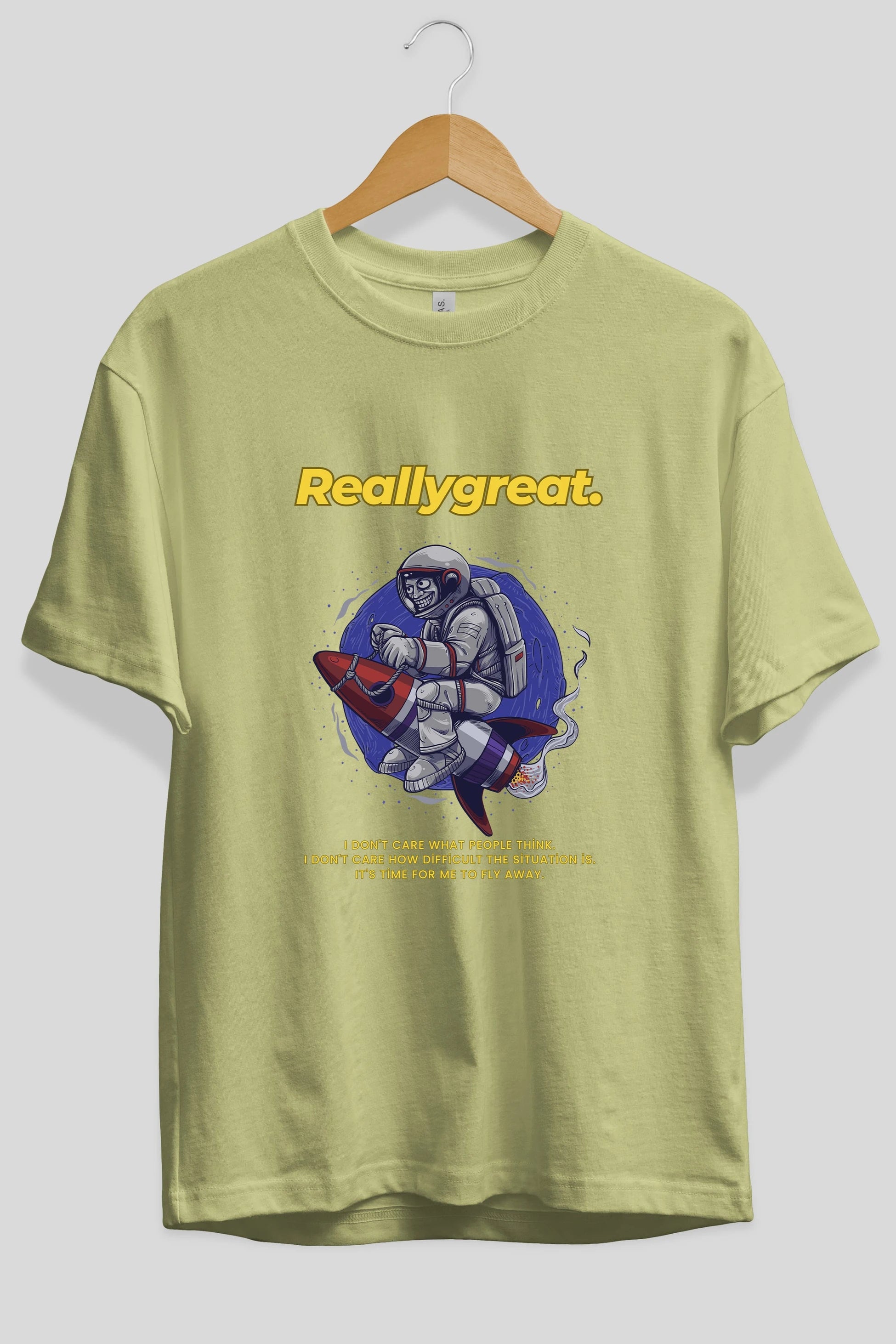 Reallygreat Astronaut Ön Baskılı Oversize t-shirt Erkek Kadın Unisex