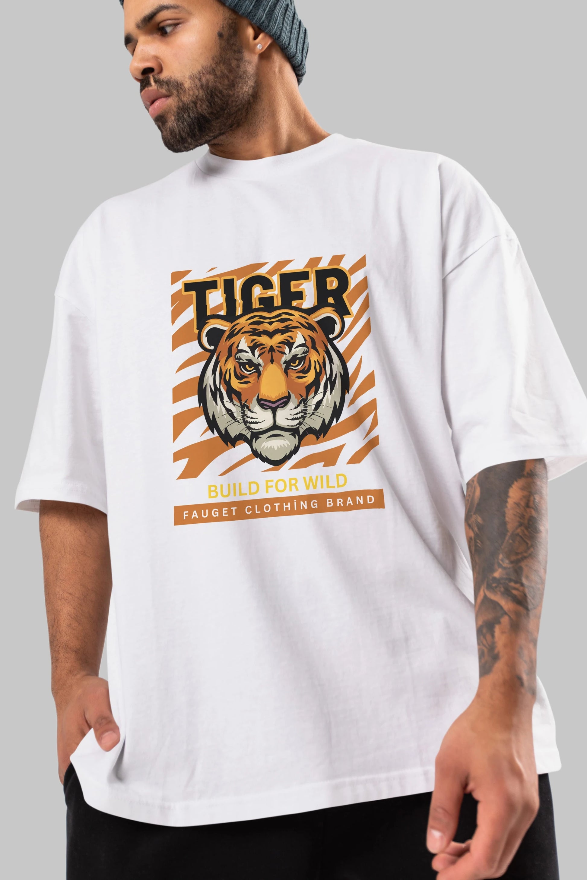 Tiger Ön Baskılı Oversize t-shirt Erkek Kadın Unisex