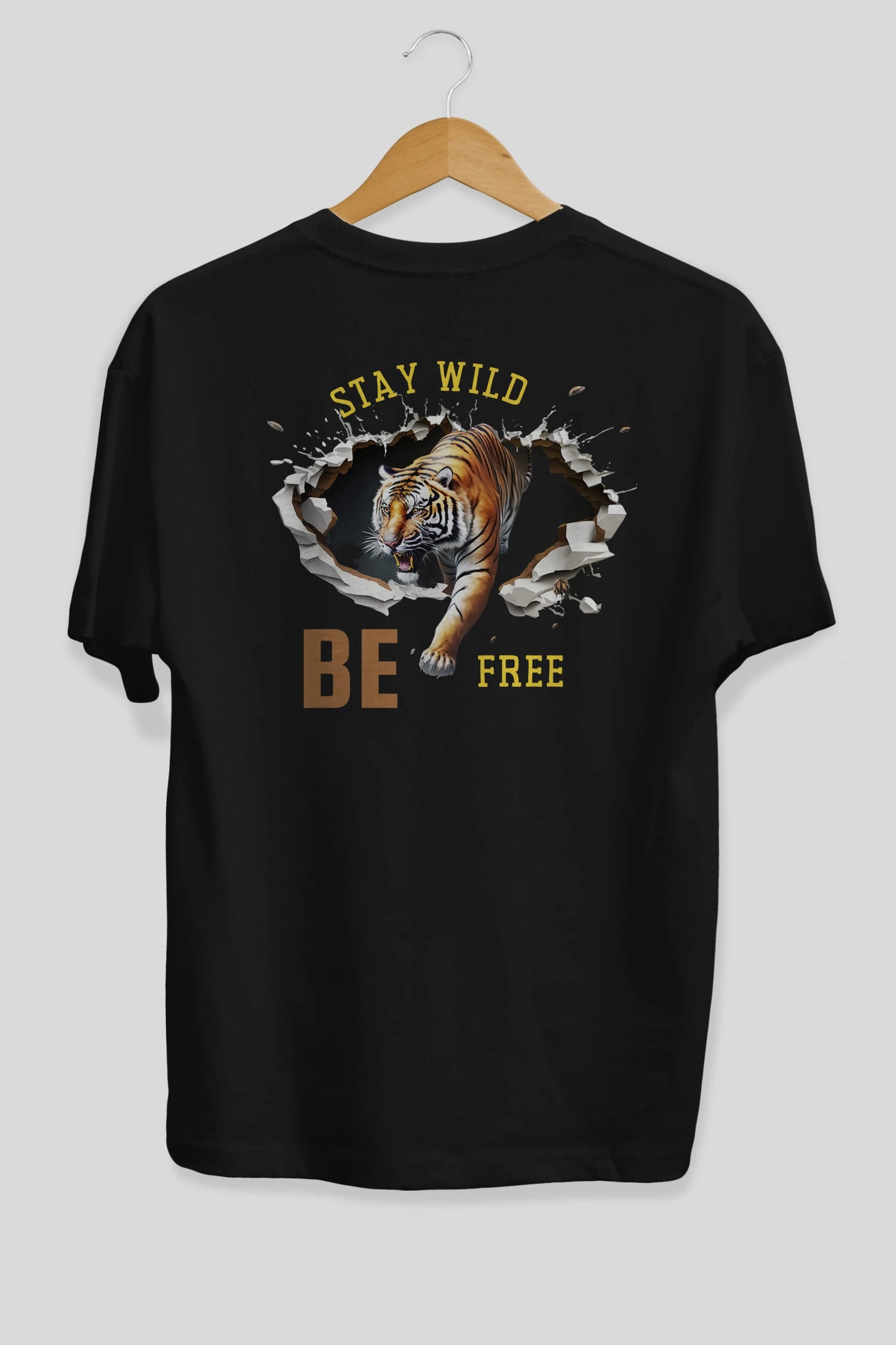 Stay Wild Be Free Yazılı Arka Baskılı Oversize t-shirt Erkek Kadın Unisex