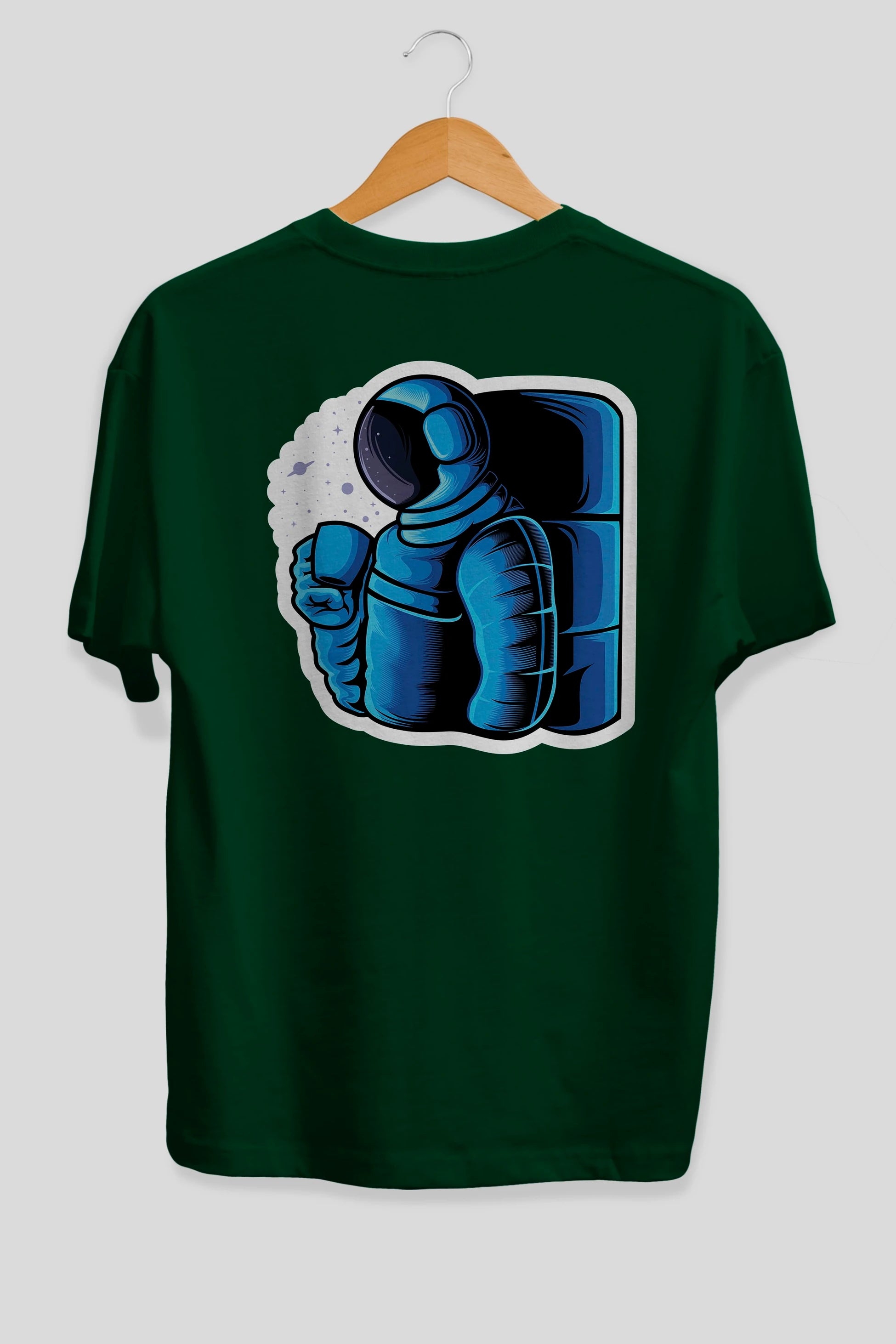 Drinking coffee in space sticker Arka Baskılı Oversize t-shirt Erkek Kadın Unisex