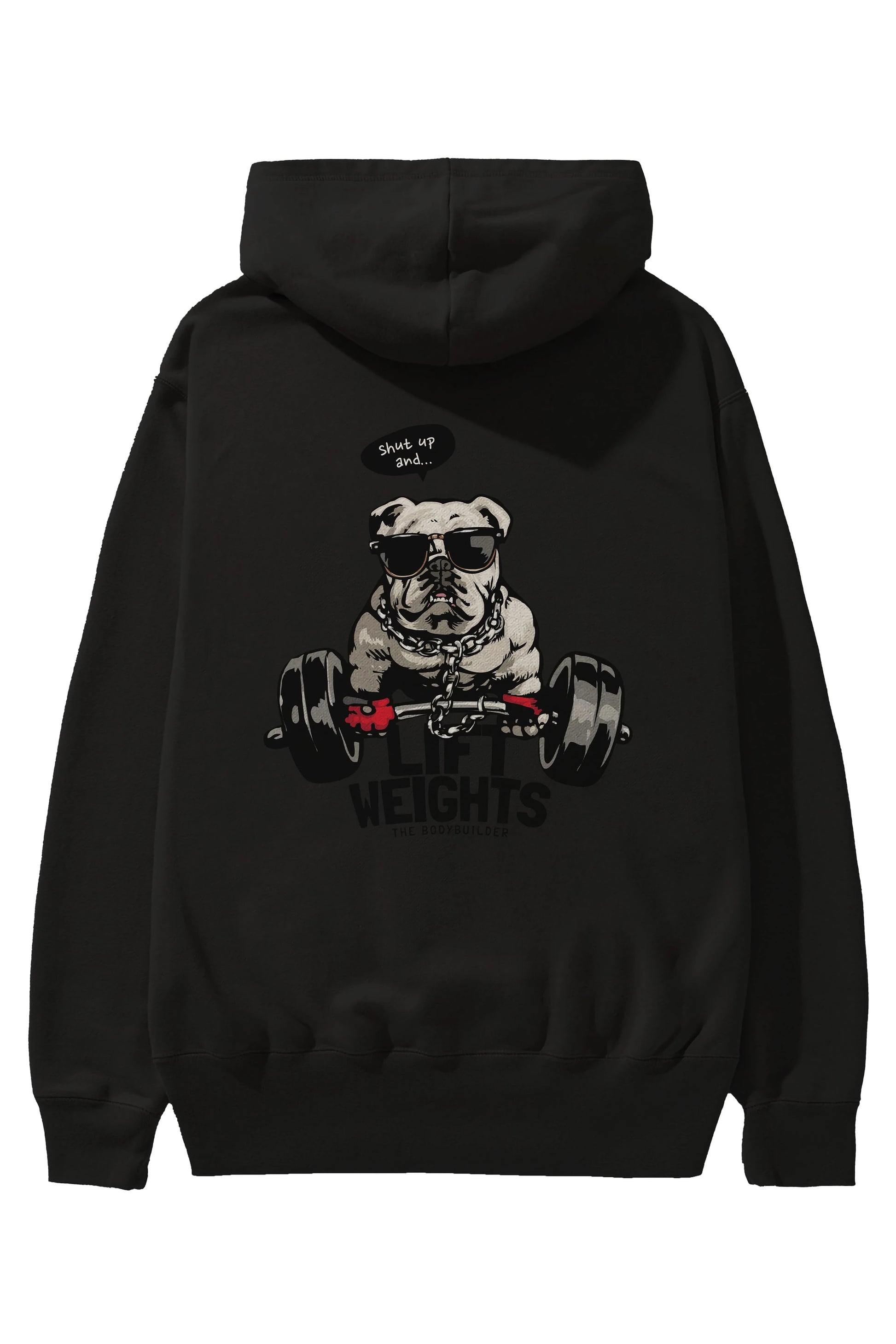 Teddy Bear Lift Weights Arka Baskılı Hoodie Oversize Kapüşonlu Sweatshirt Erkek Kadın Unisex