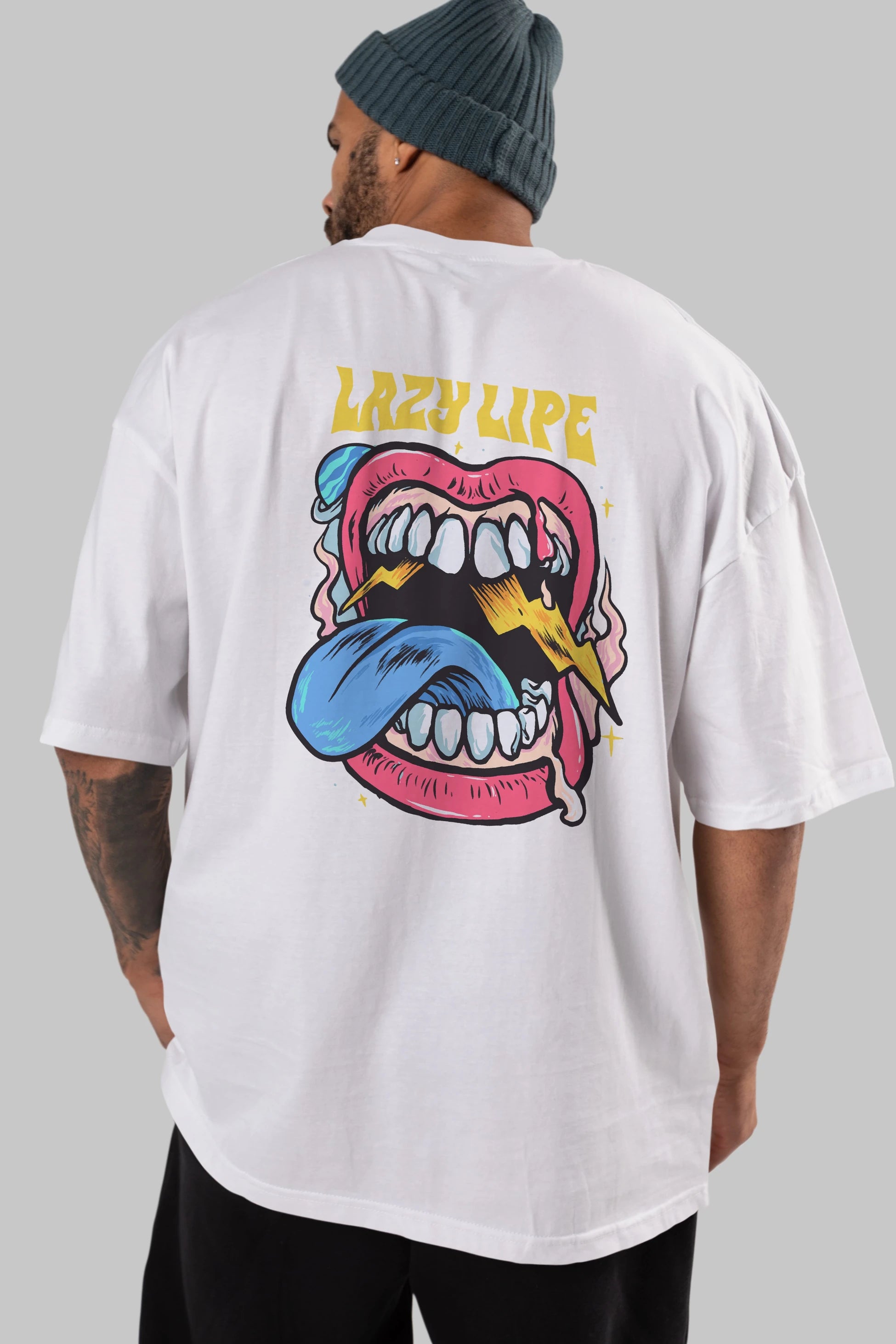 Lazy Lipe Arka Baskılı Oversize t-shirt Erkek Kadın Unisex
