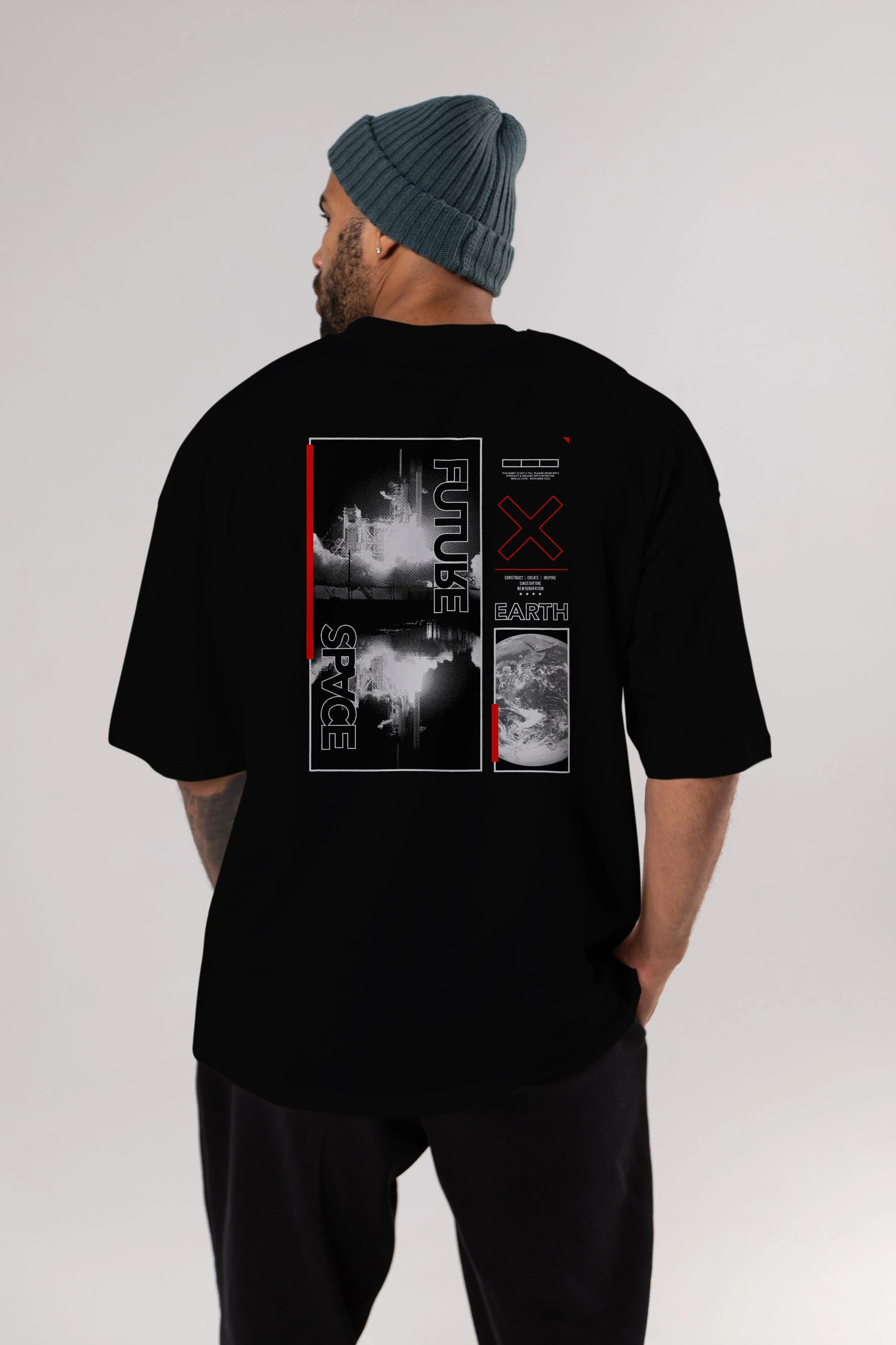 Future Space Arka Baskılı Oversize t-shirt Erkek Kadın Unisex