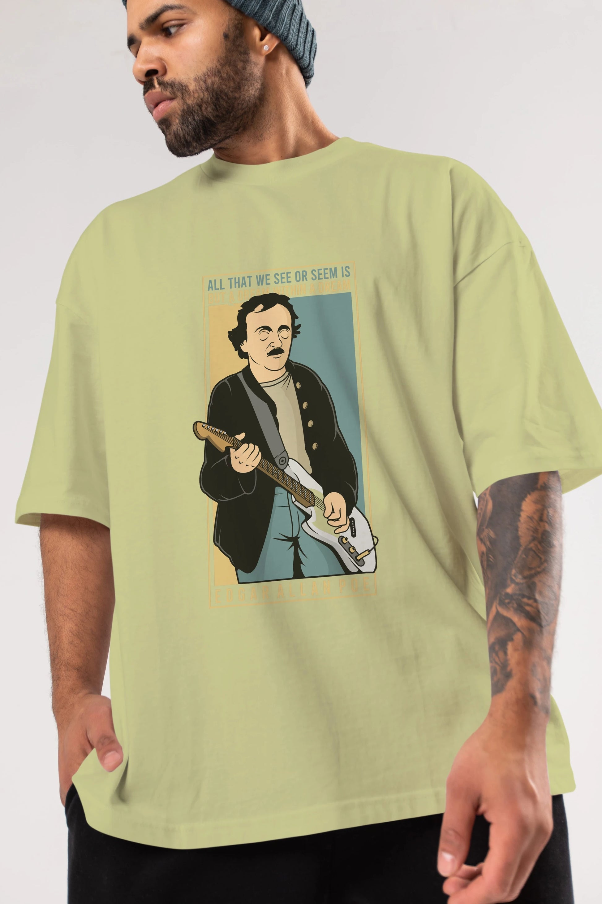 Edgar Alan Cobain Ön Baskılı Oversize t-shirt Erkek Kadın Unisex %100 Pamuk tişort