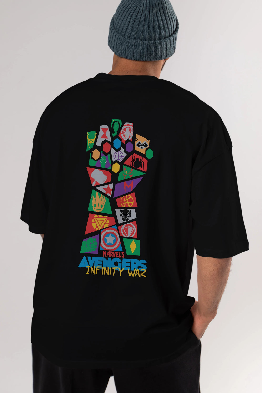 The Avengers Arka Baskılı Oversize t-shirt Erkek Kadın Unisex %100 Pamuk Bisiklet Yaka tişort