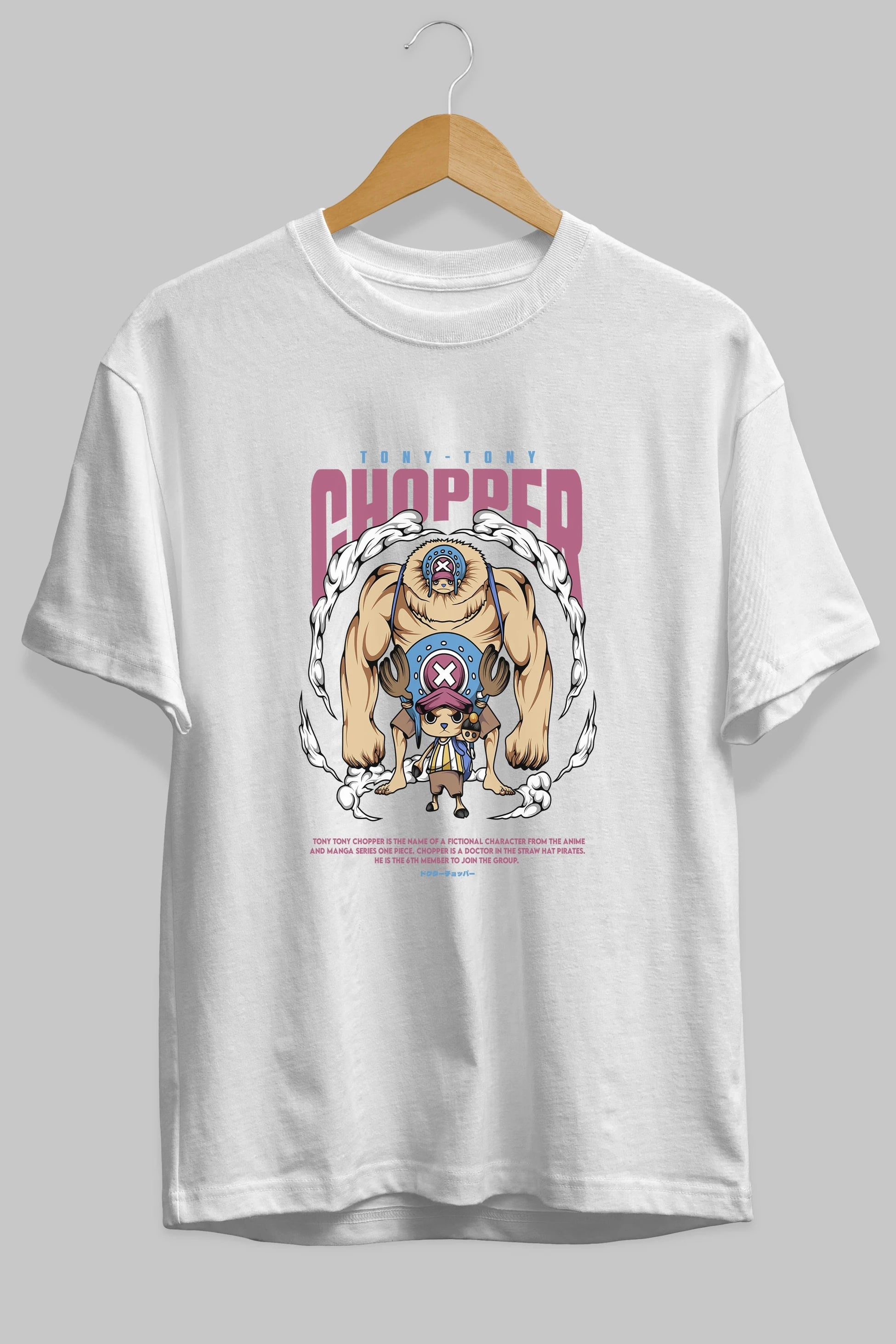 Tony Tony Chopper Anime Ön Baskılı Oversize t-shirt %100 pamuk Erkek Kadın Unisex