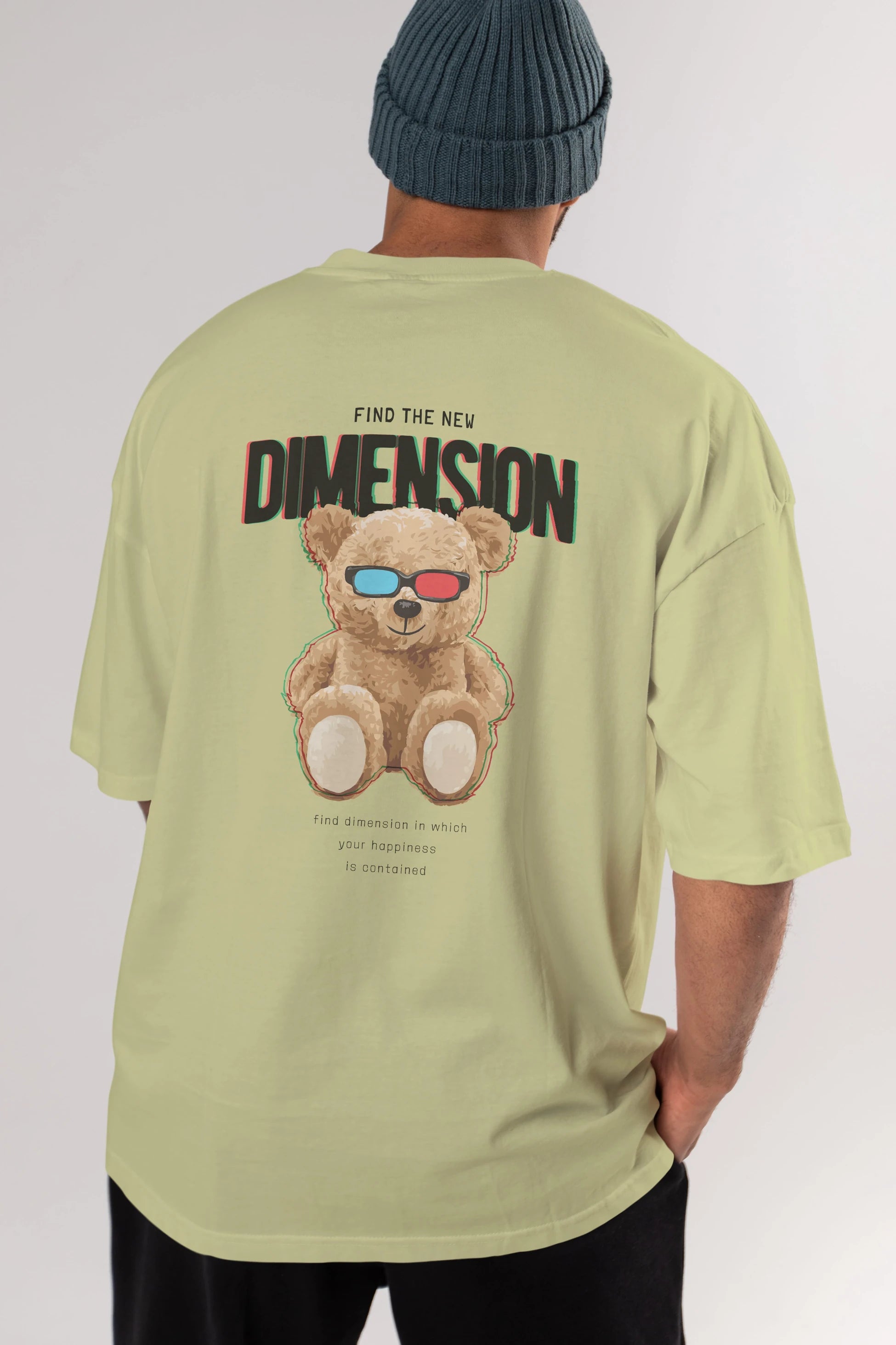 Teddy Bear Dimension Arka Baskılı Oversize t-shirt Erkek Kadın Unisex %100 Pamuk