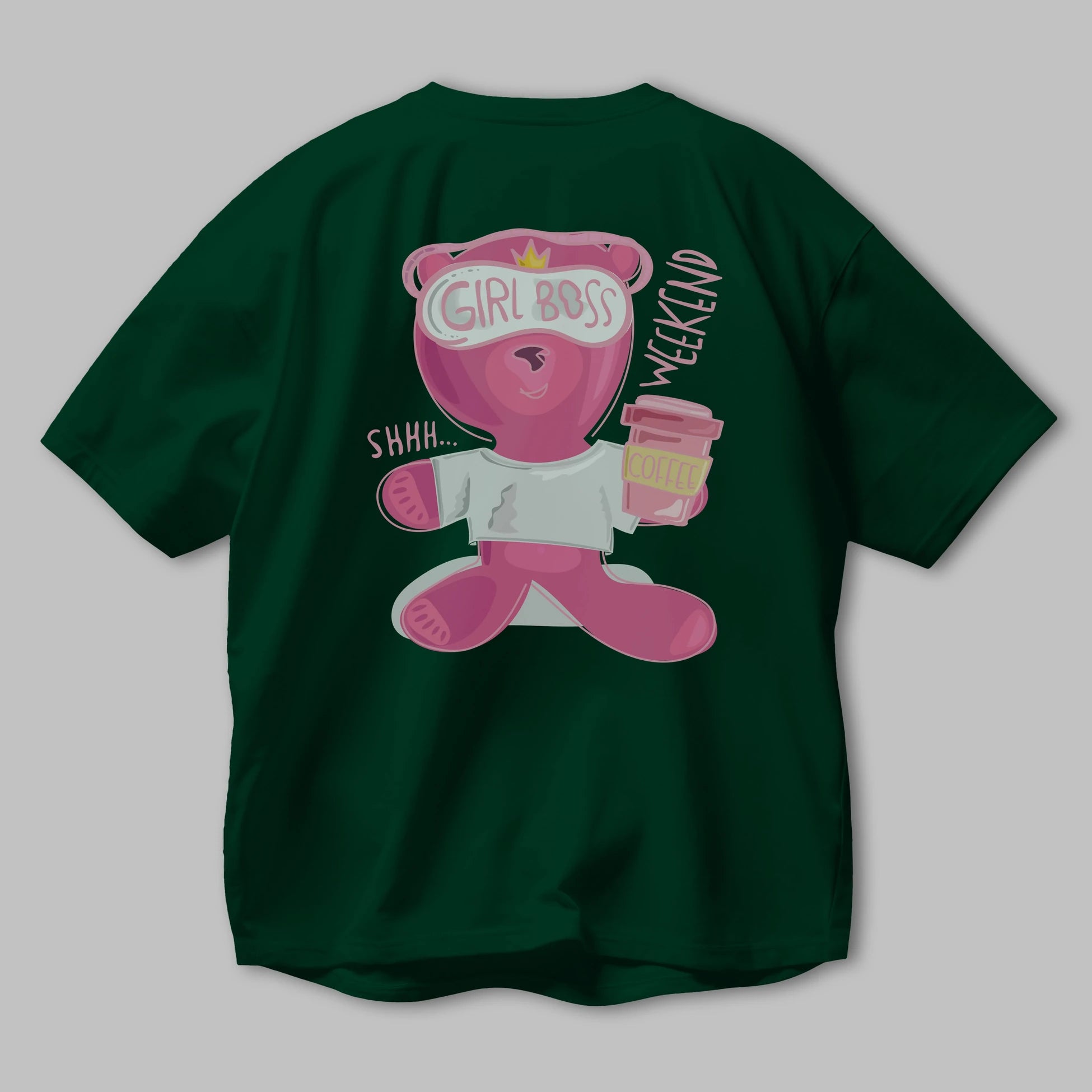 Girl Boss Bear Arka Baskılı Oversize t-shirt Erkek Kadın Unisex