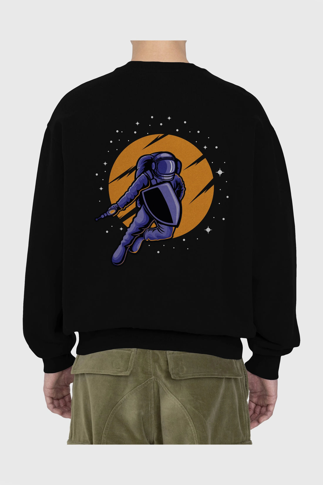 Astro Wars Arka Baskılı Oversize Sweatshirt Erkek Kadın Unisex