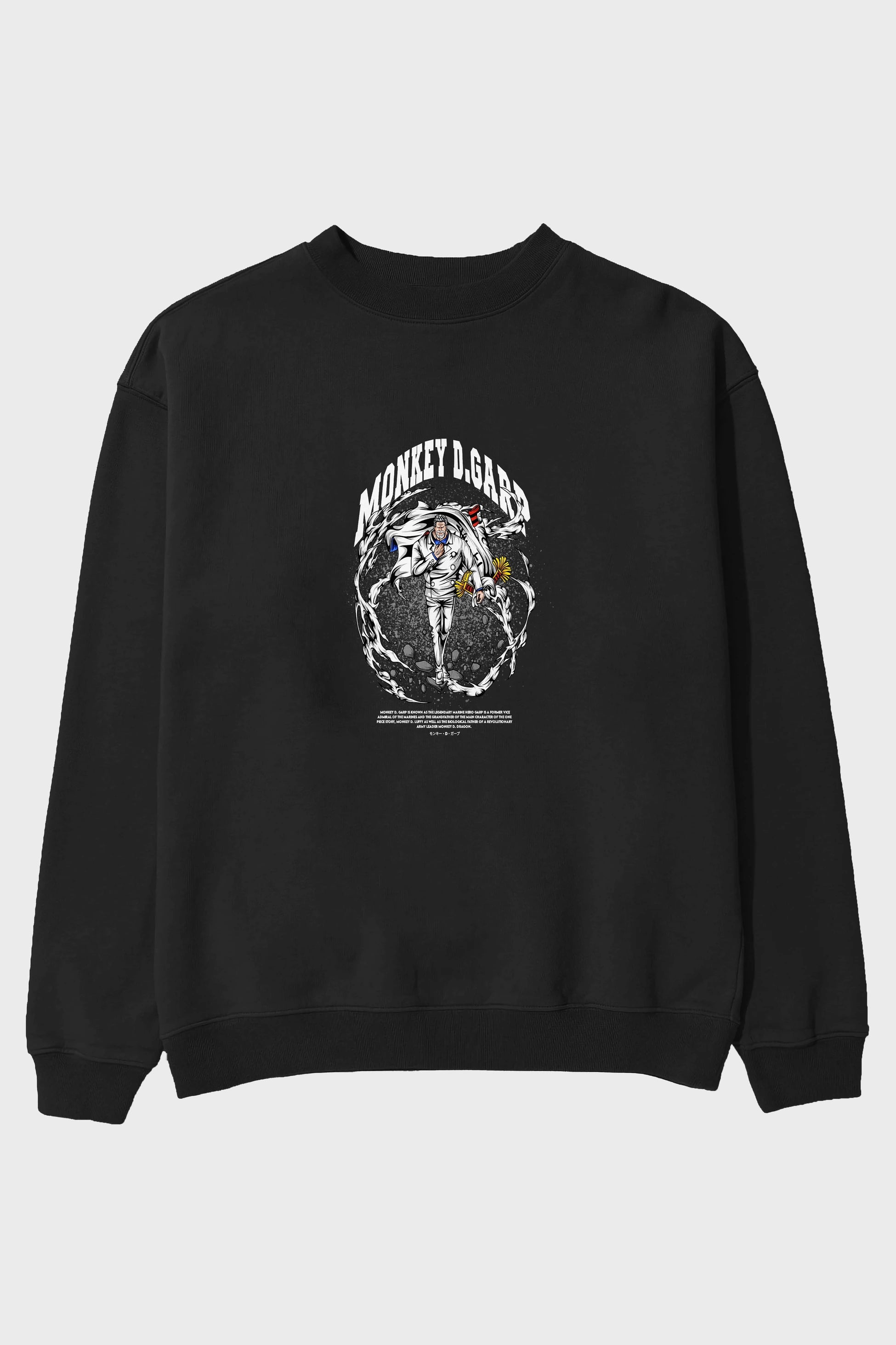 Monkey D. Garp Anime Ön Baskılı Oversize Sweatshirt Erkek Kadın Unisex