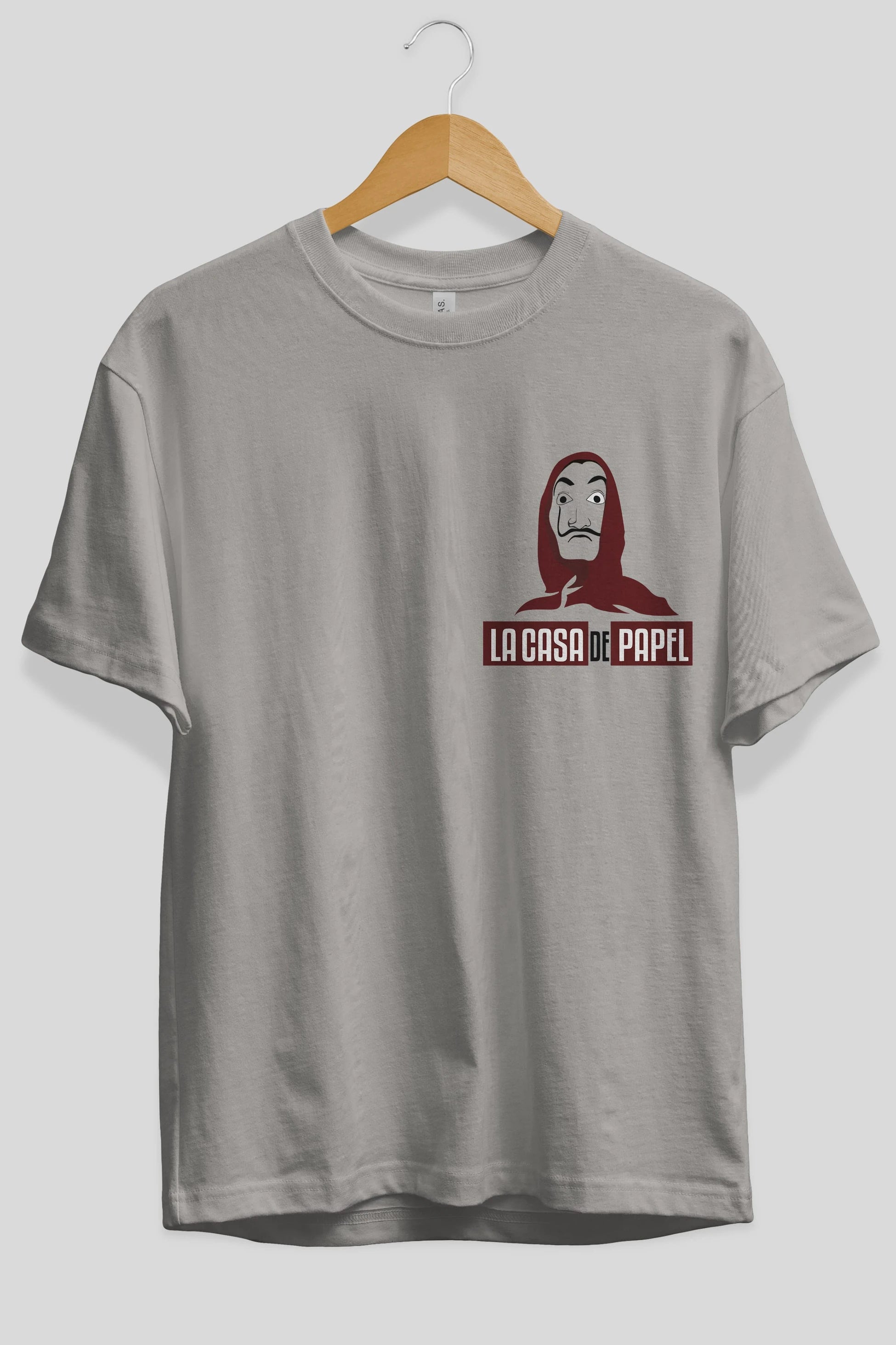 La Casa De Papel (1) Ön Sol Baskılı Oversize t-shirt Erkek Kadın Unisex %100 Pamuk Bisiklet Yaka tişort