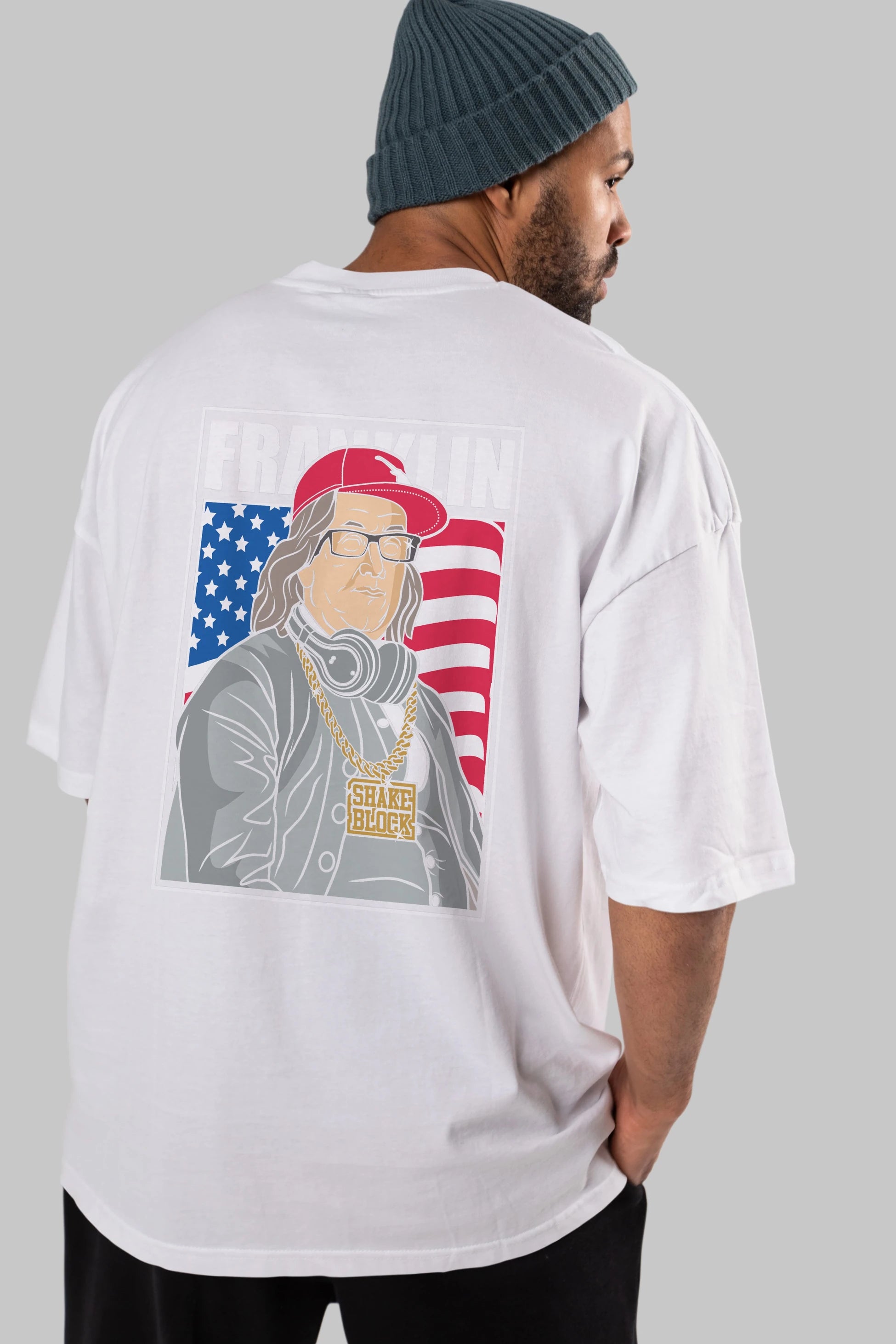 Franklin Rapper Arka Baskılı Oversize t-shirt Erkek Kadın Unisex %100 Pamuk tişort