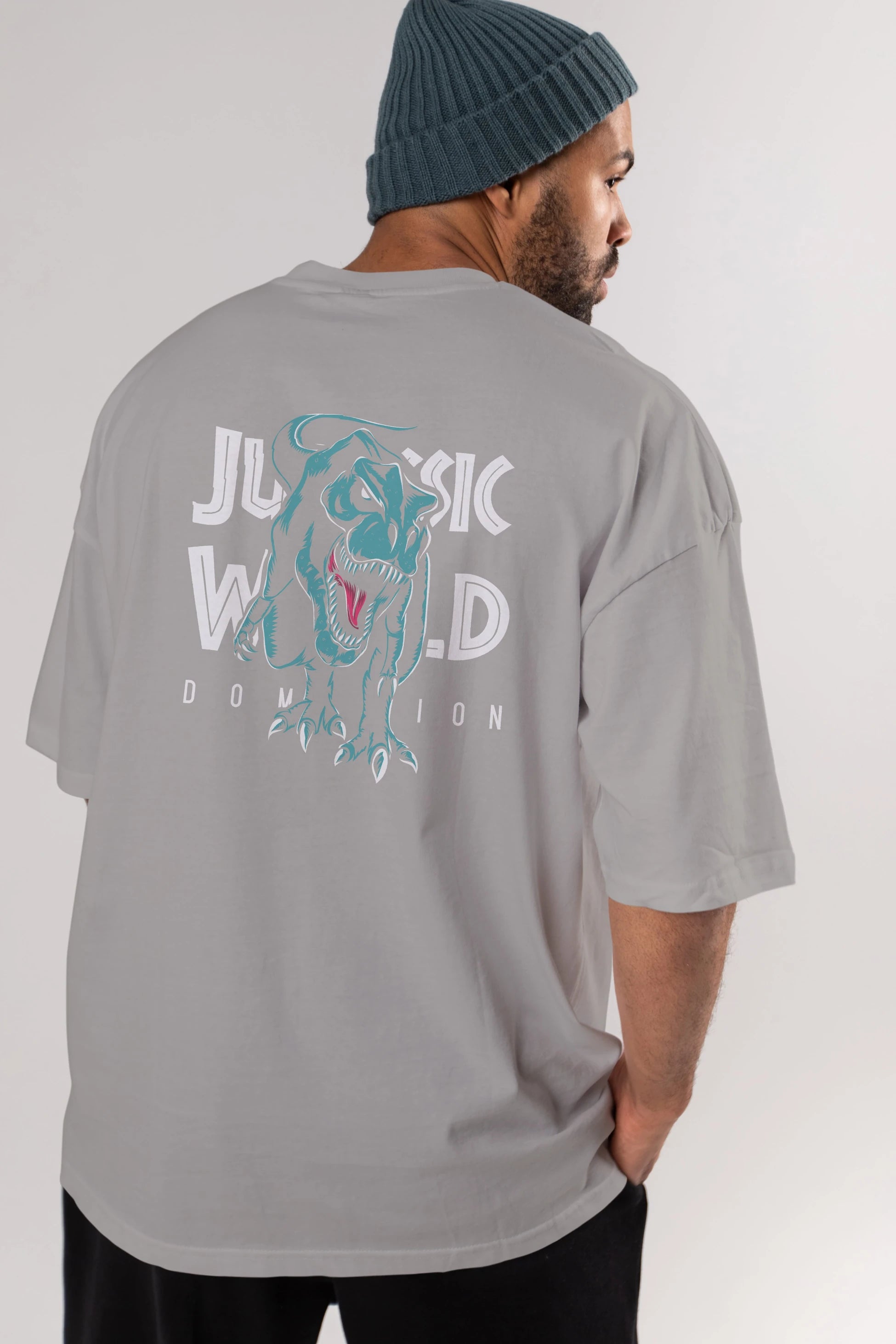 Jurassic Park (1) Arka Baskılı Oversize t-shirt Erkek Kadın Unisex %100 Pamuk Bisiklet Yaka tişort