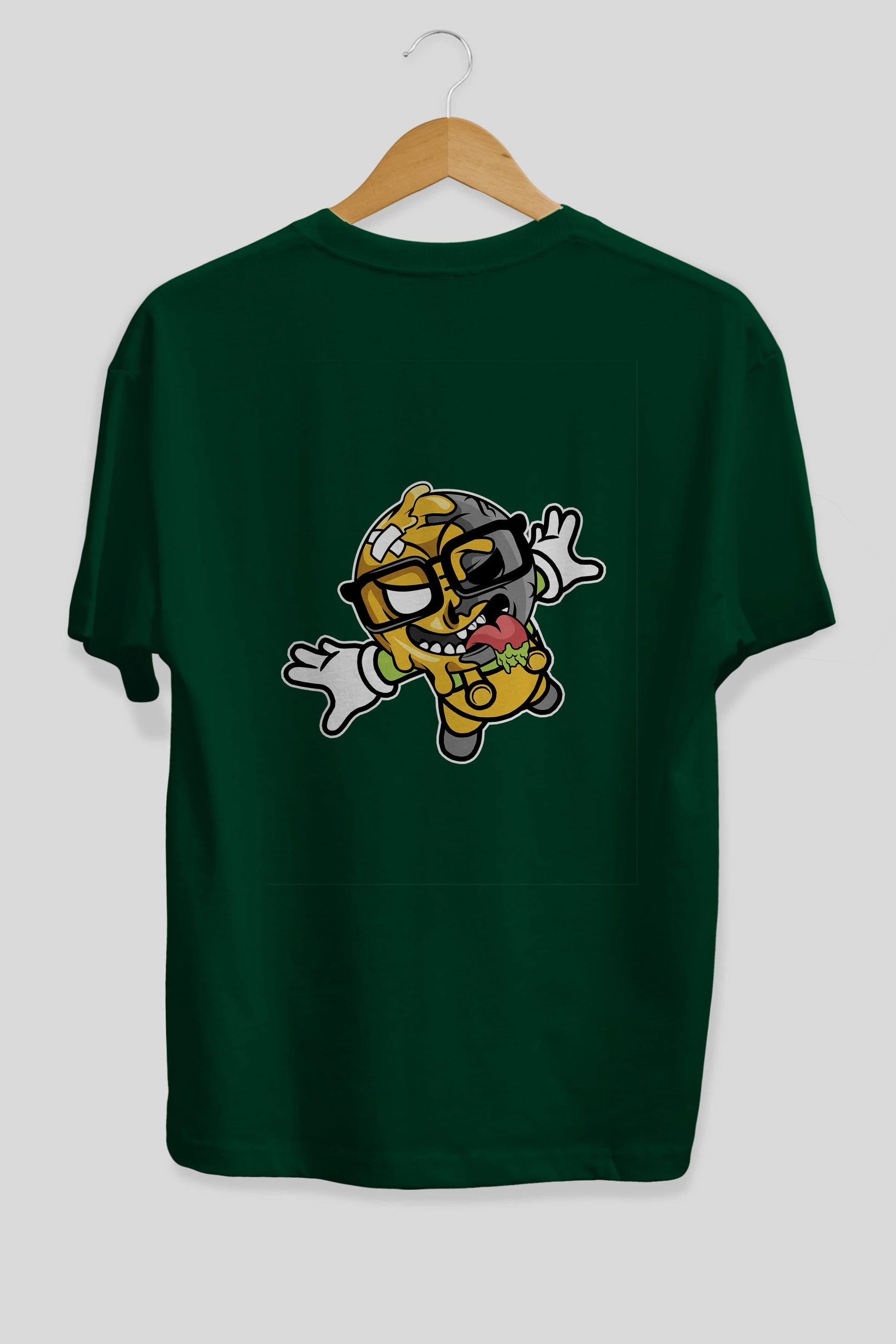 Smiley Jump Arka Baskılı Oversize t-shirt Erkek Kadın Unisex %100 Pamuk tişort