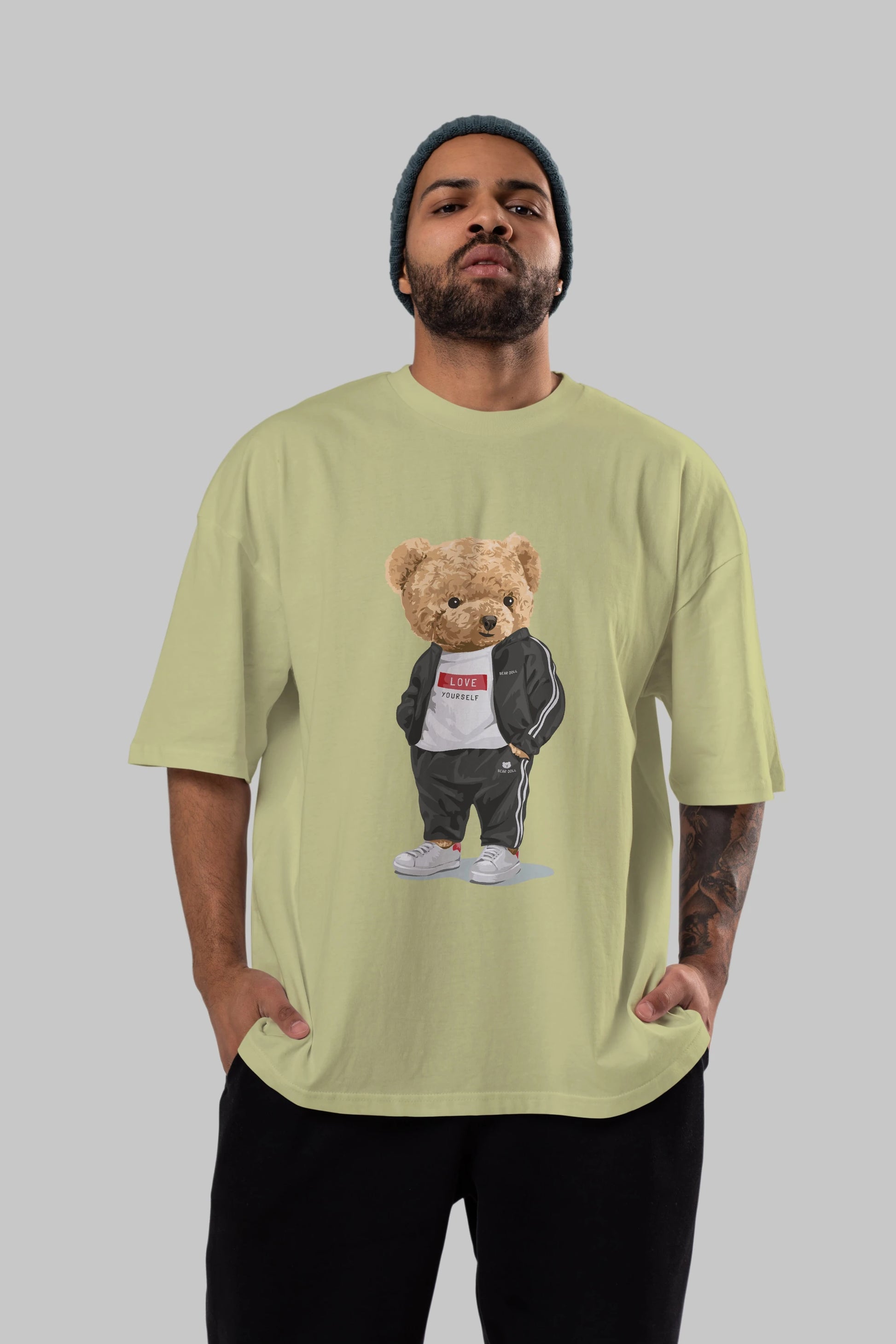 Teddy Bear Love Yourself Ön Baskılı Oversize t-shirt Erkek Kadın Unisex %100 Pamuk