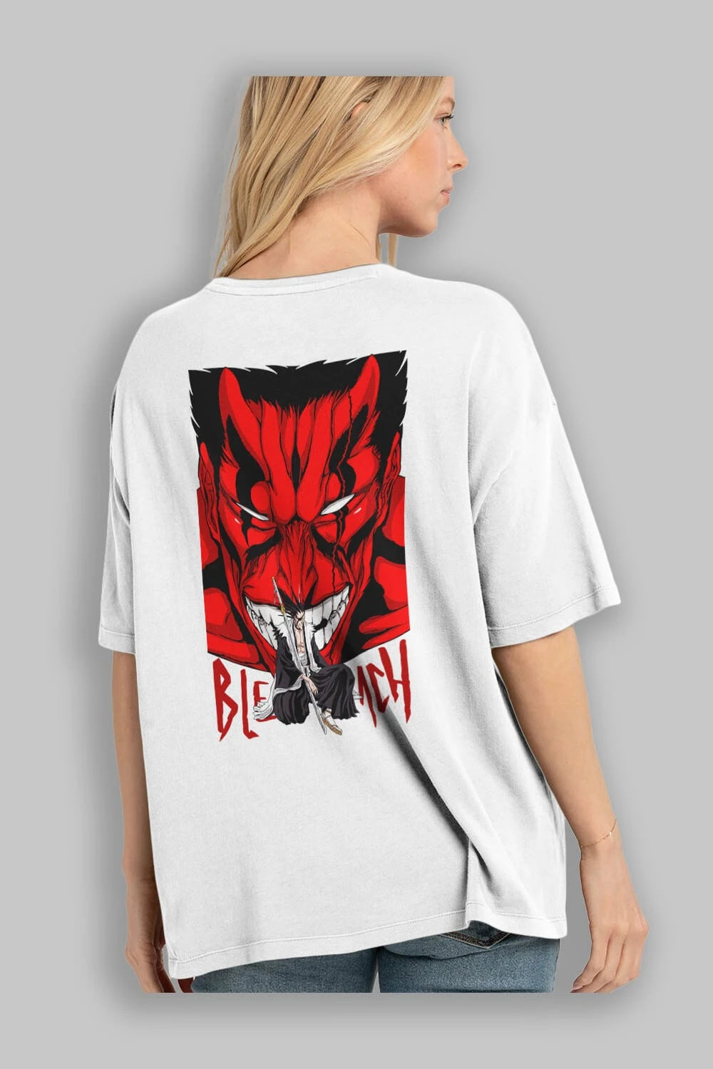 KENPACHI ZARAKI BLEACH Anime Arka Baskılı Oversize t-shirt Erkek Kadın Unisex