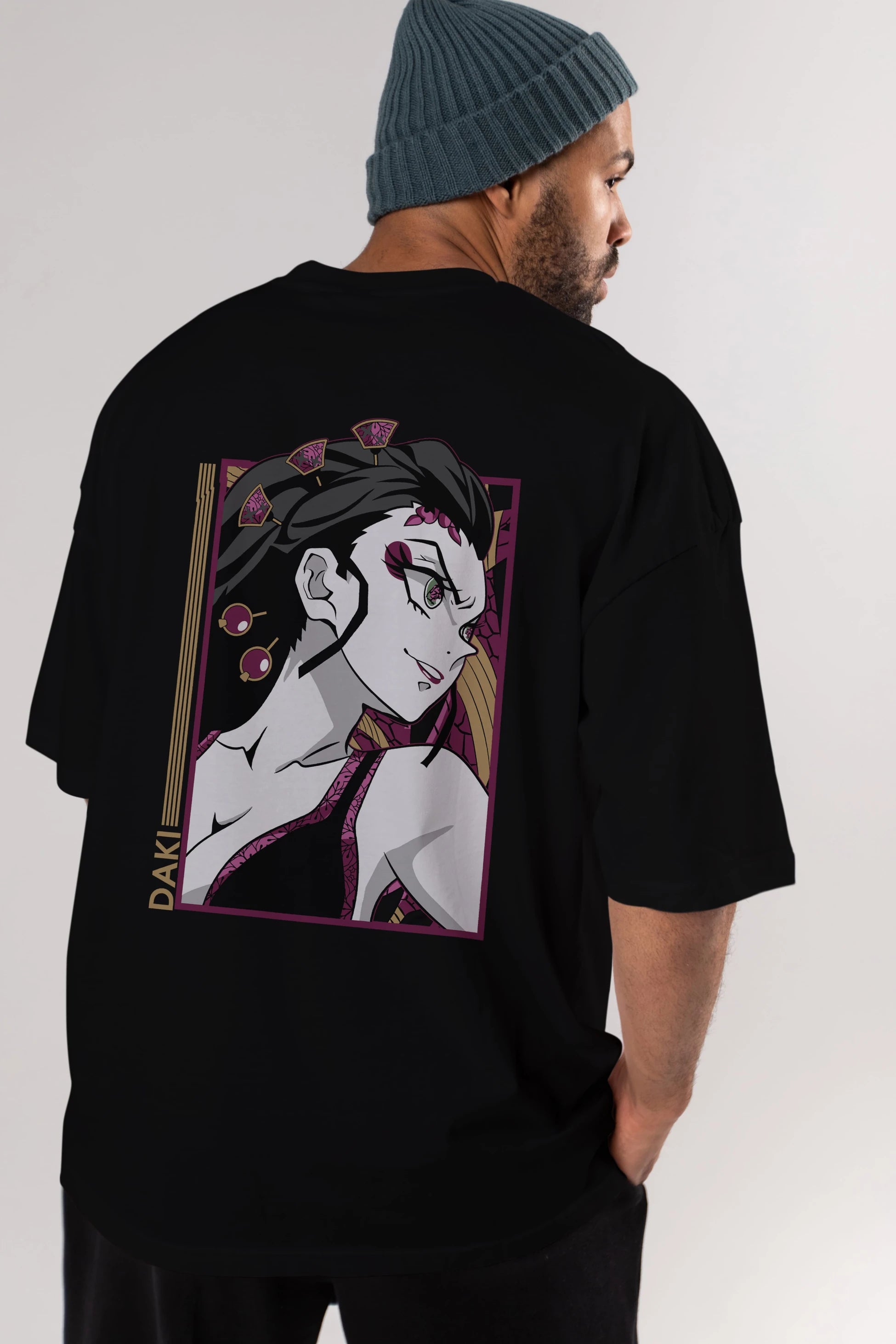 Daki DEMION SLAYER Anime Arka Baskılı Oversize t-shirt Erkek Kadın Unisex