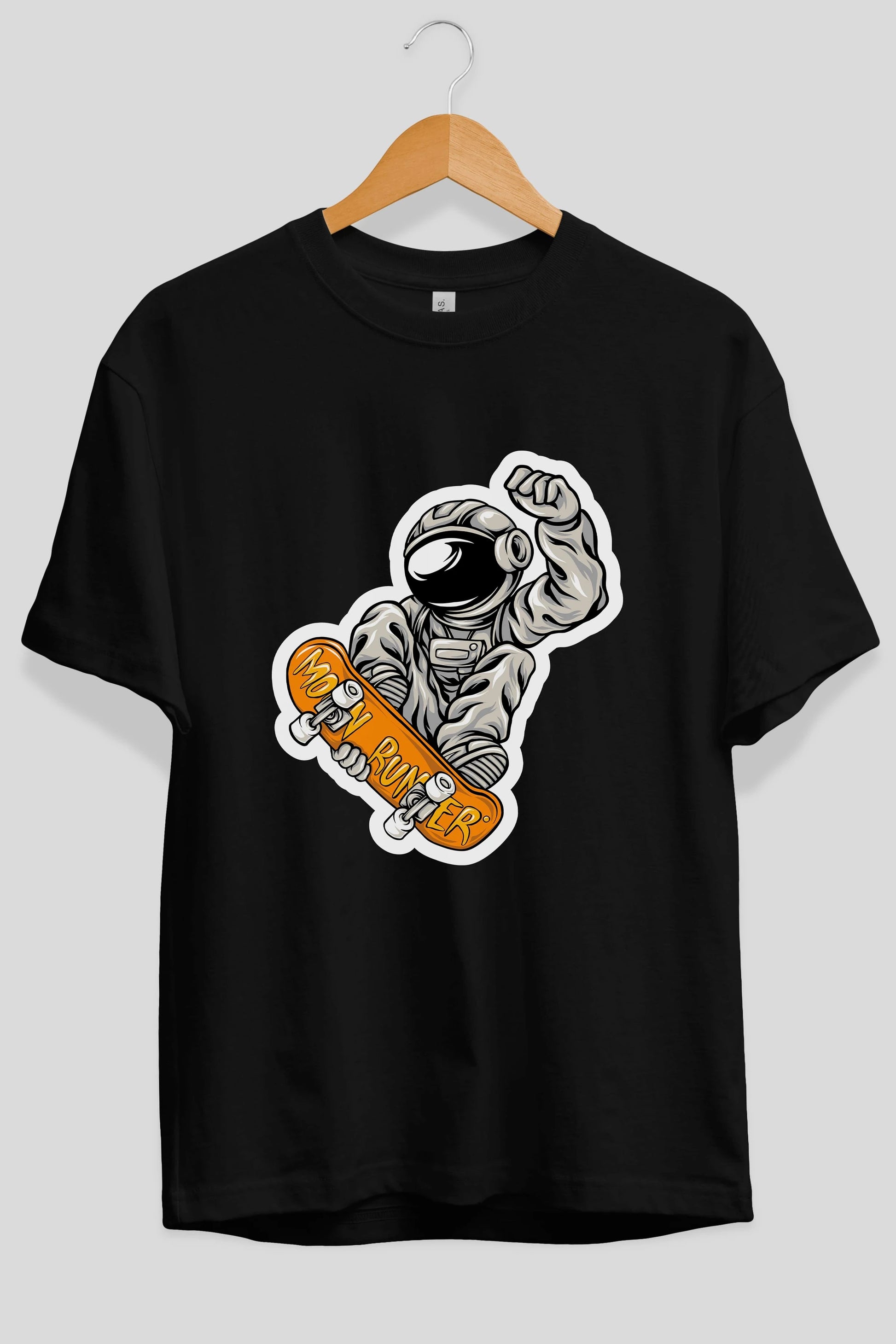 Moon Runner Sticker Ön Baskılı Oversize t-shirt Erkek Kadın Unisex