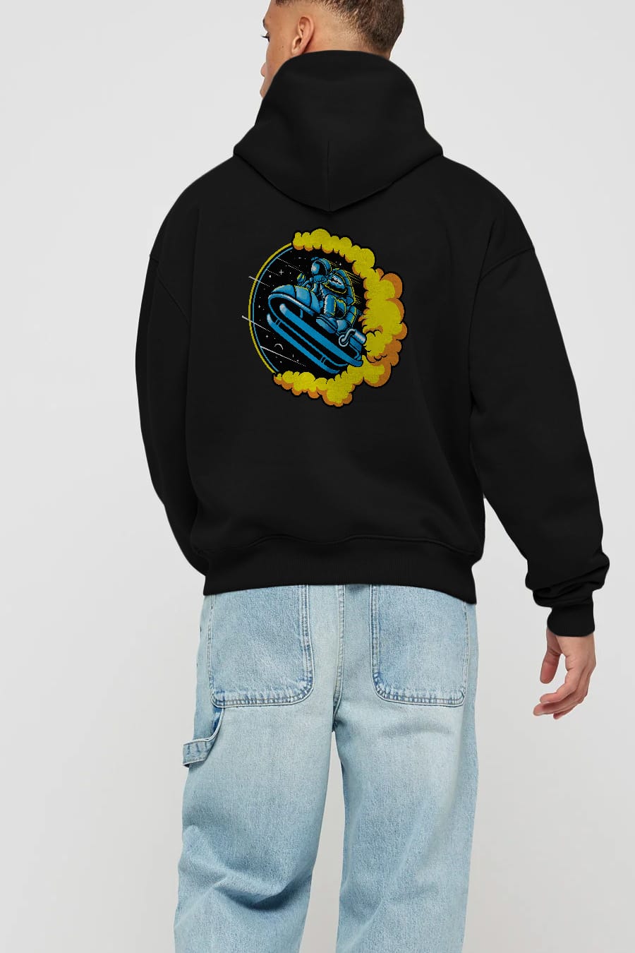 Astrojump with Snowmobile Arka Baskılı Hoodie Oversize Kapüşonlu Sweatshirt Erkek Kadın Unisex