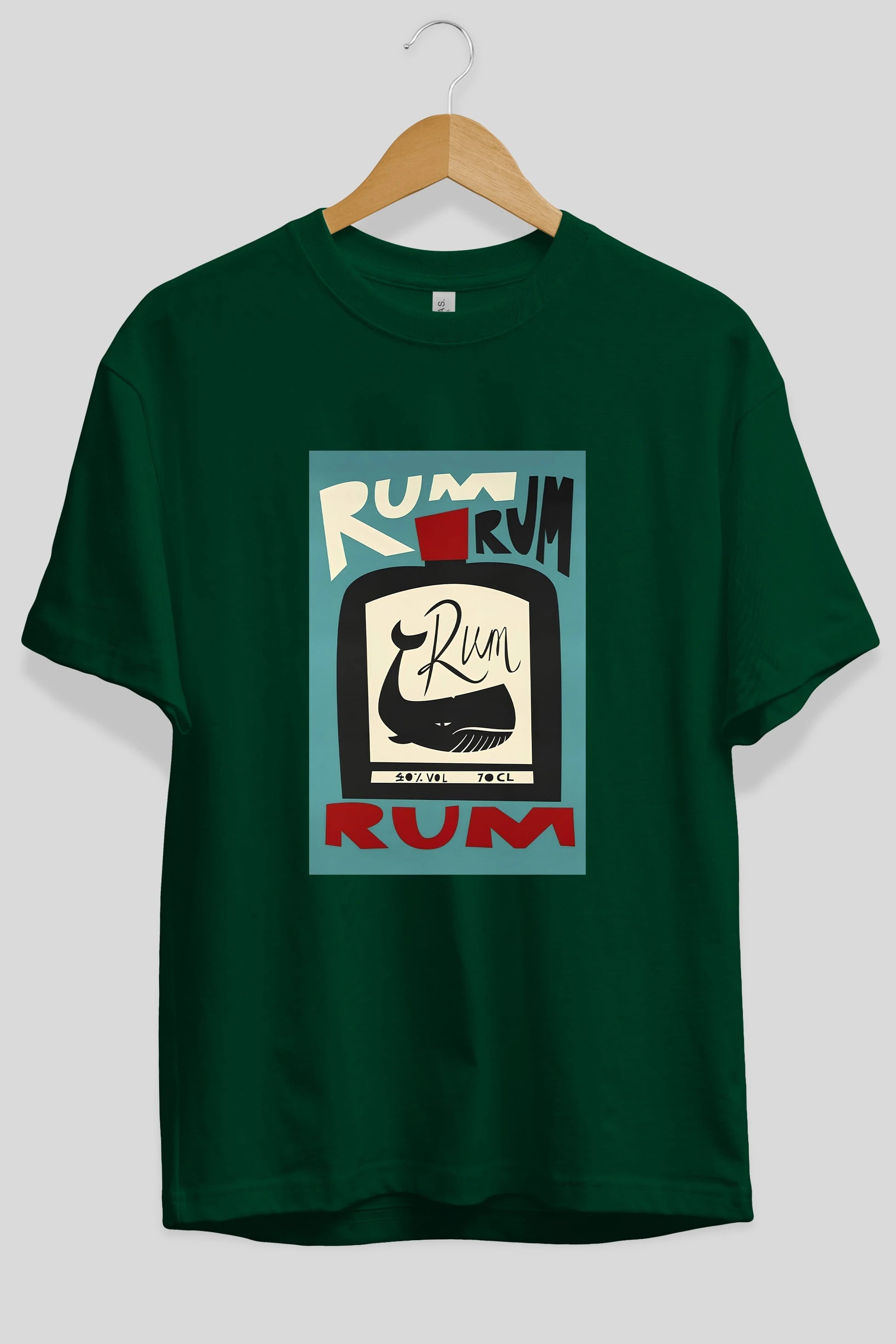 Rum Ön Baskılı Oversize t-shirt Erkek Kadın Unisex %100 Pamuk Bisiklet Yaka tişort