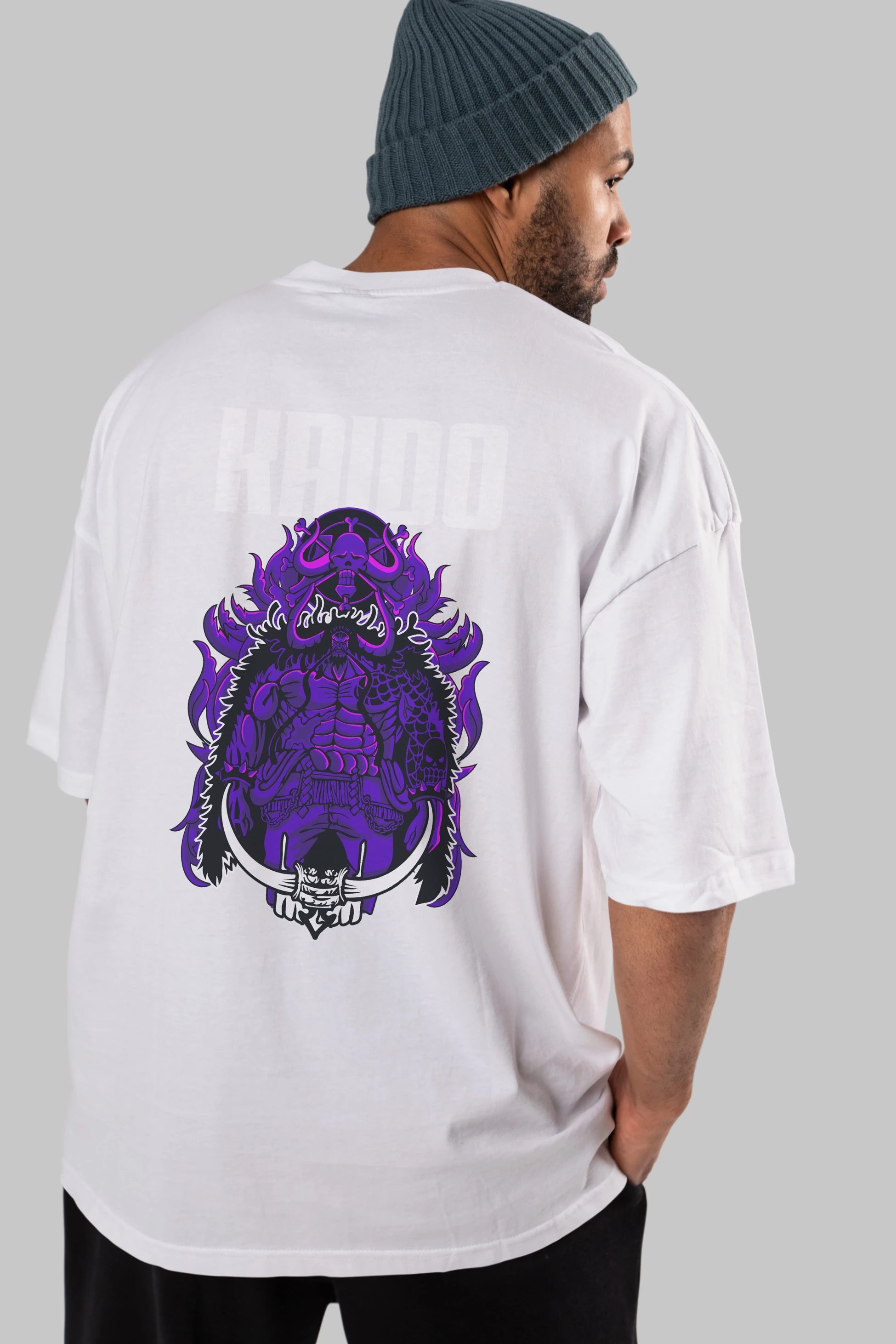 Kaido Anime Arka Baskılı Oversize t-shirt Erkek Kadın Unisex %100 pamuk tişort