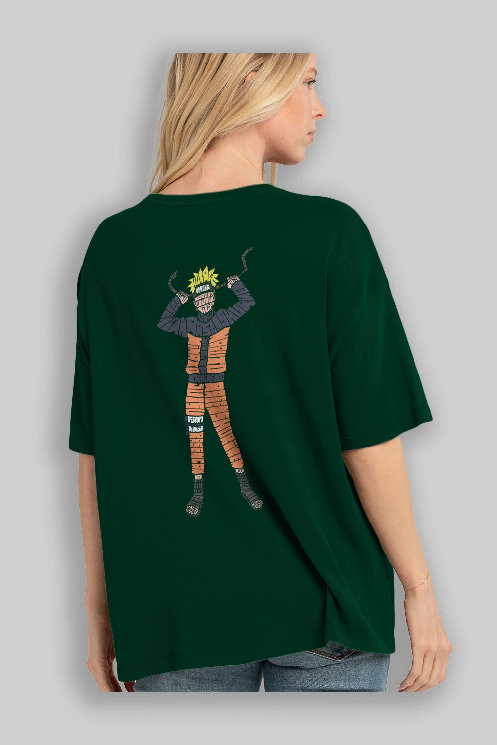 Naruto Arka Baskılı Oversize t-shirt %100 pamuk Erkek Kadın Unisex