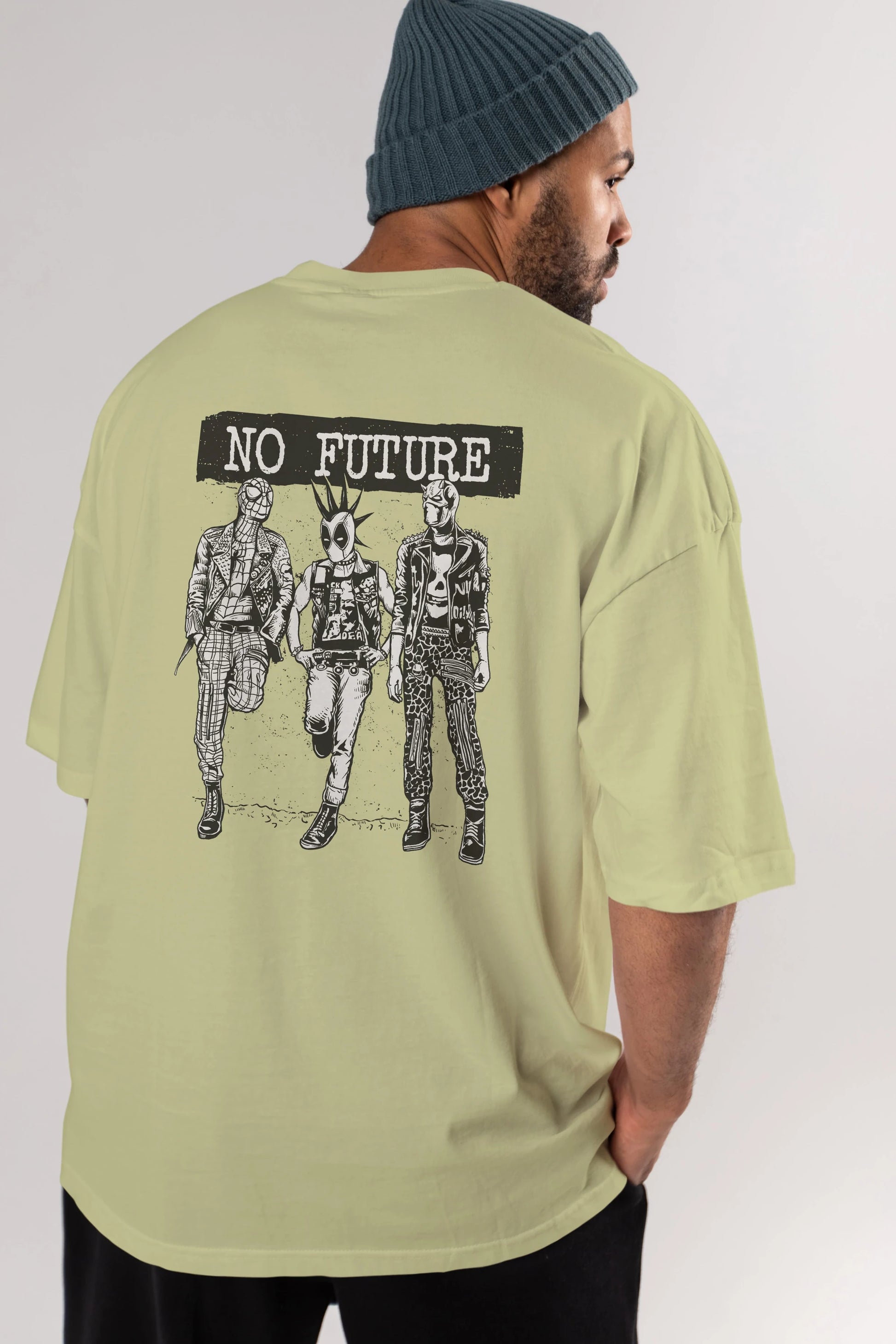 No Future Arka Baskılı Oversize t-shirt Erkek Kadın Unisex %100 Pamuk