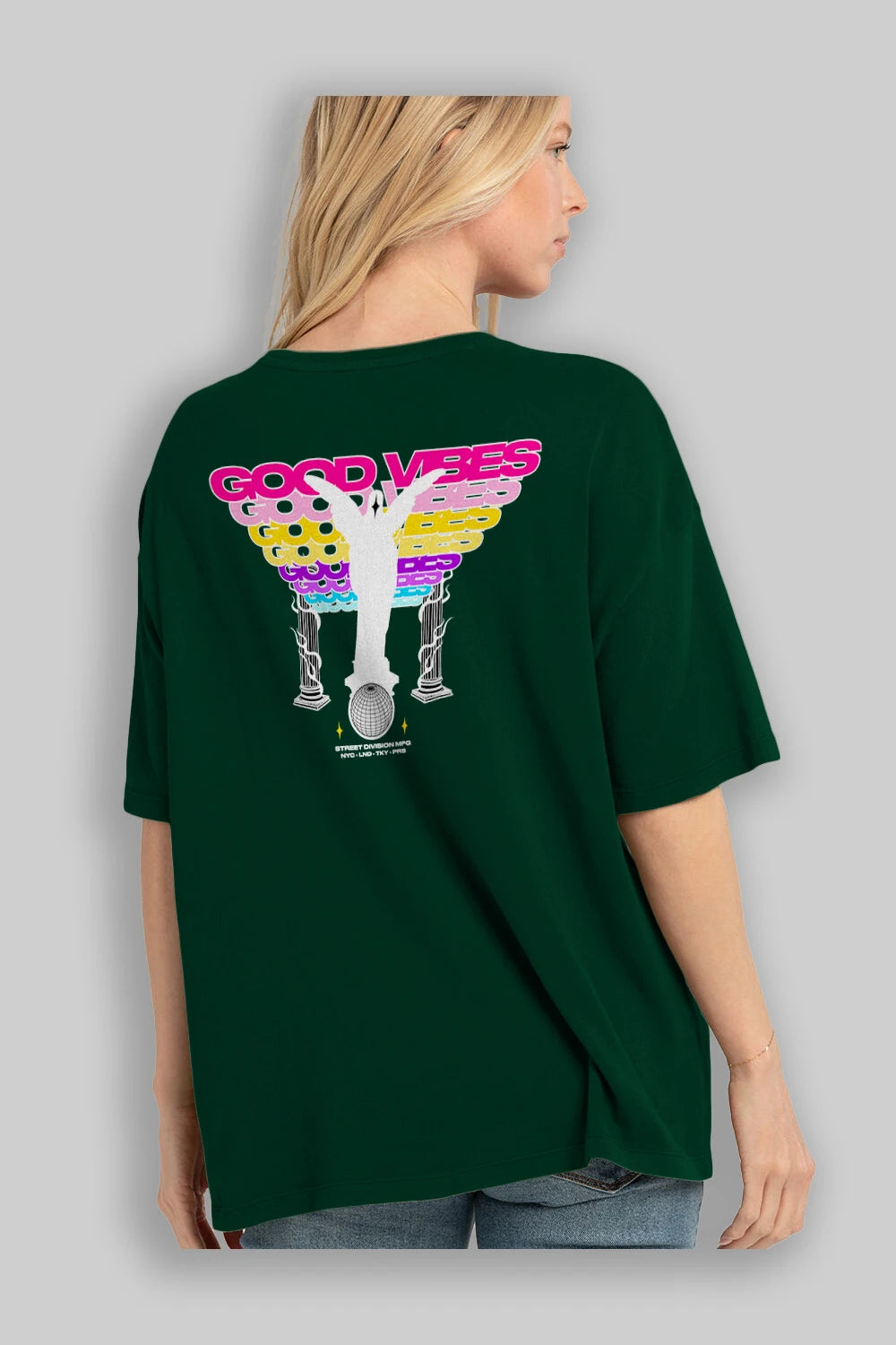 Good Vibes Arka Baskılı Oversize t-shirt Erkek Kadın Unisex