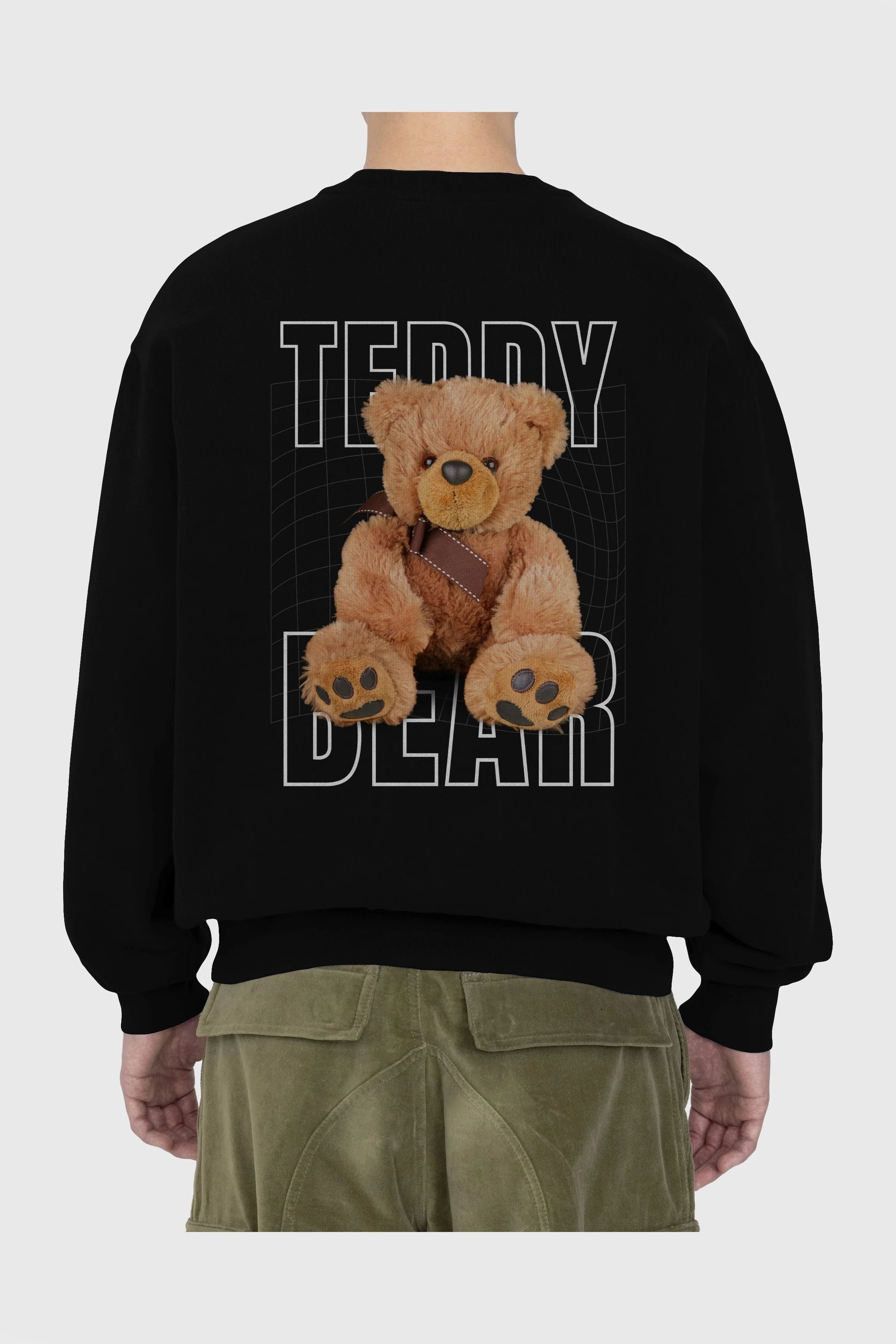 Teddy Bear Yazılı Arka Baskılı Oversize Sweatshirt Erkek Kadın Unisex