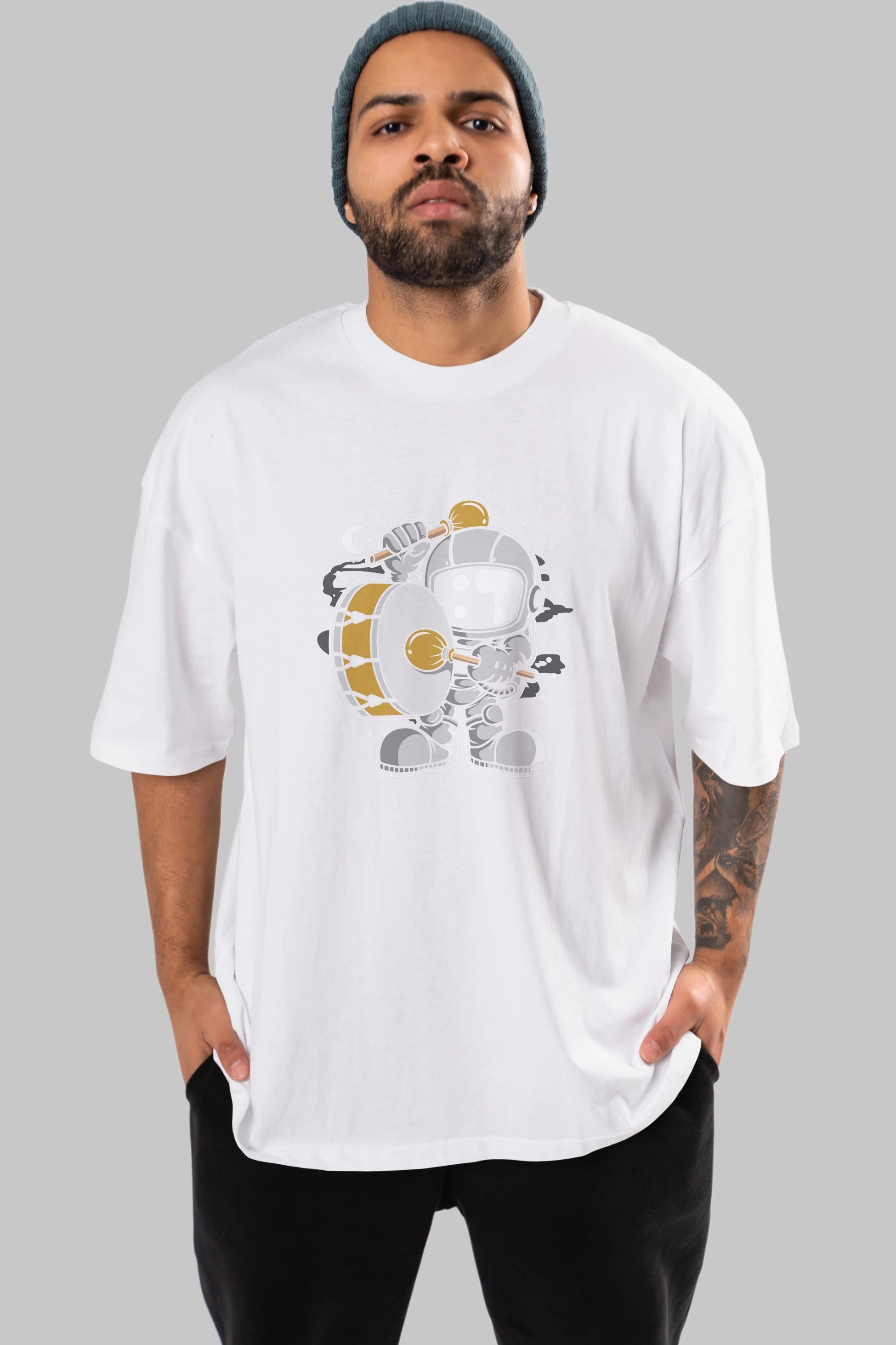 Astronaut Marching Band Ön Baskılı Oversize t-shirt Erkek Kadın Unisex