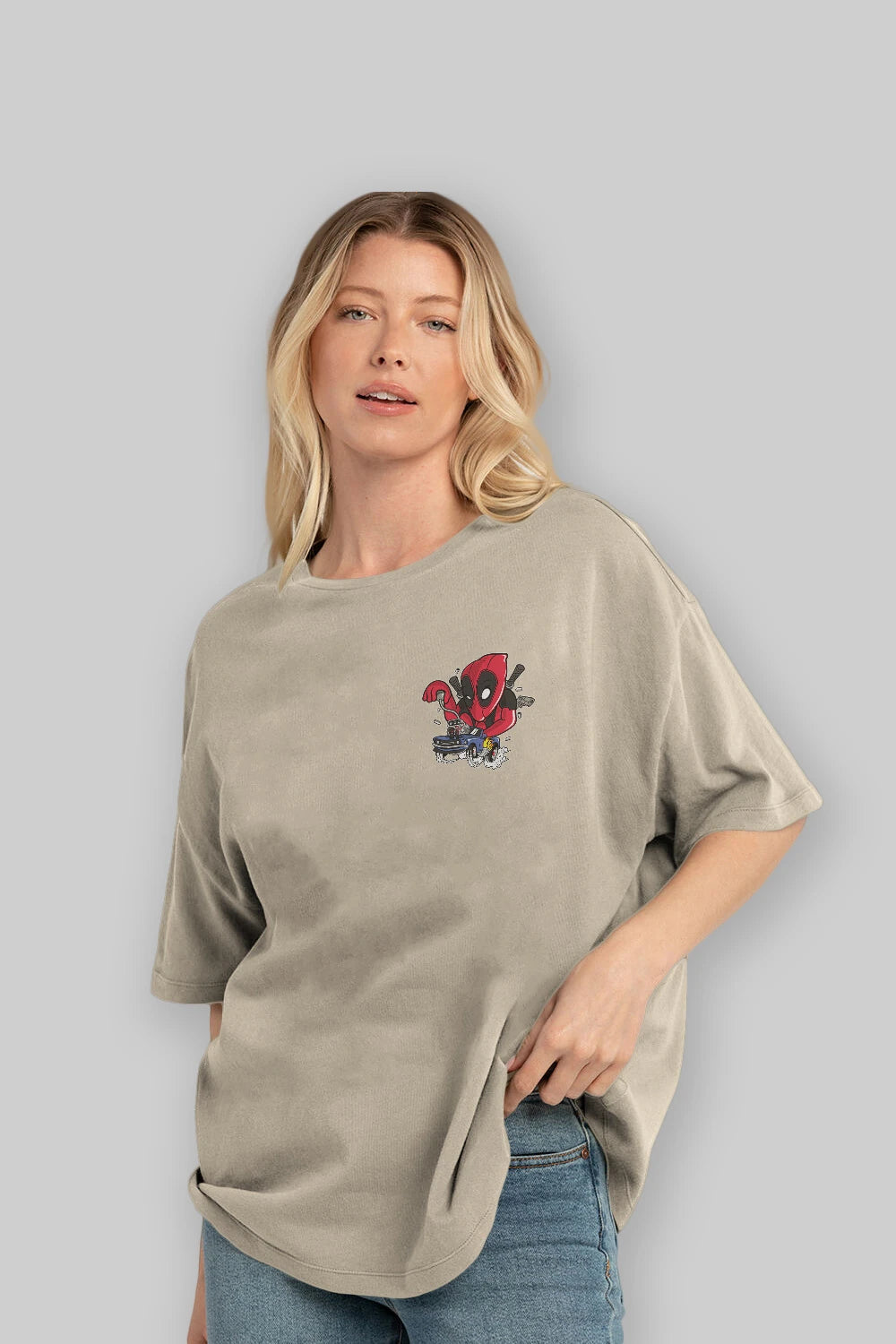 Deadpool (21) Ön Sol Baskılı Oversize t-shirt Erkek Kadın Unisex %100 Pamuk Bisiklet Yaka tişort