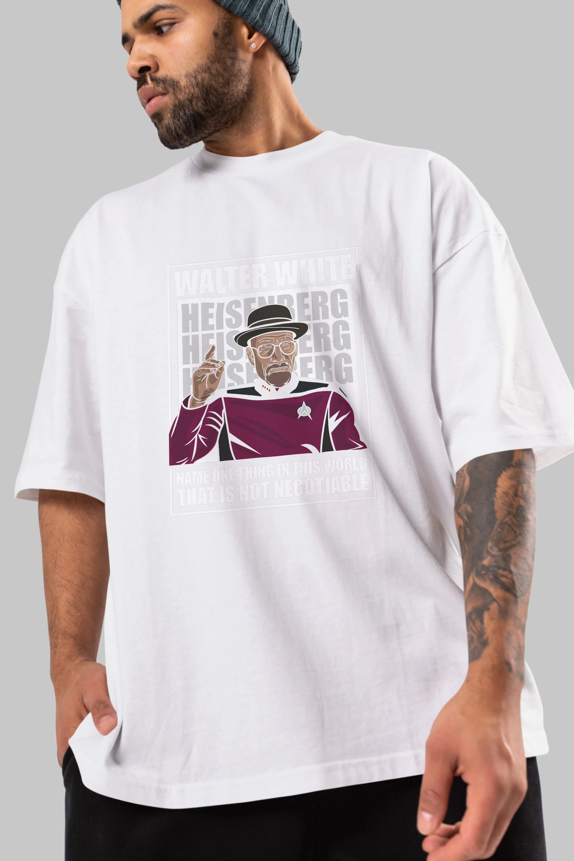 Captain Pixard Heisenberg Ön Baskılı Oversize t-shirt Erkek Kadın Unisex %100 Pamuk tişort