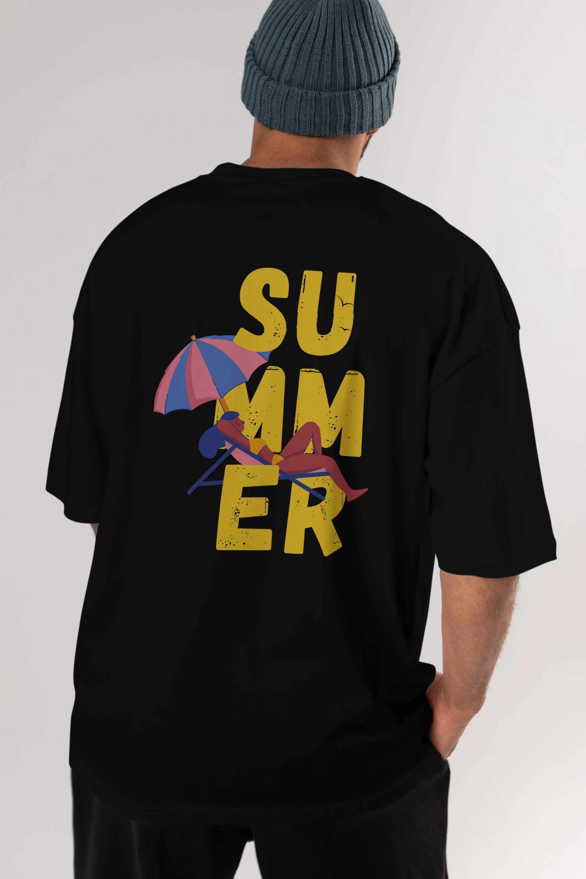 Summer Yazılı Arka Baskılı Oversize t-shirt Erkek Kadın Unisex