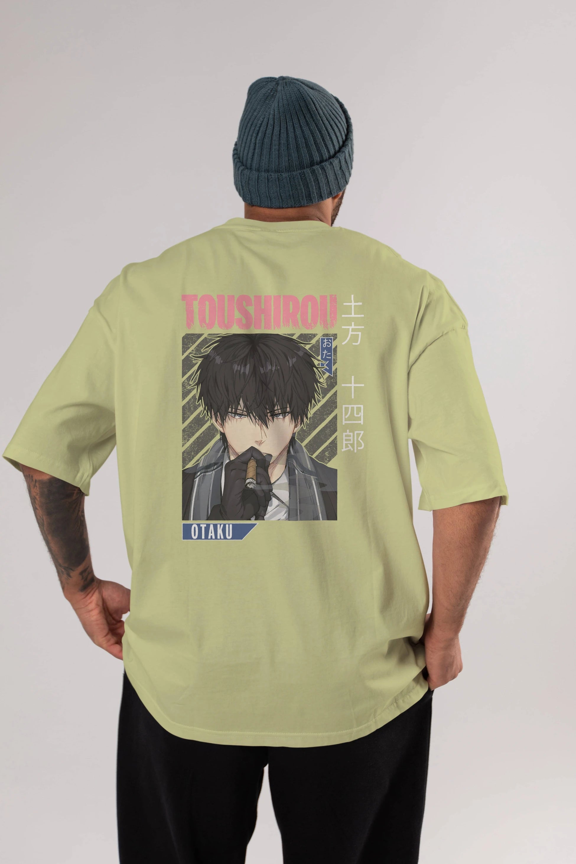 Toushirou Hijikata 2 Anime Arka Baskılı Oversize t-shirt Erkek Kadın Unisex