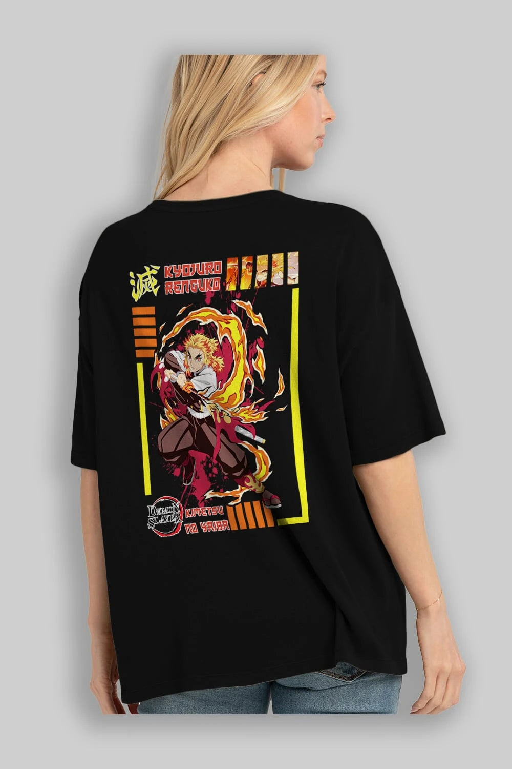 KYOJURO RENGOKU Anime Arka Baskılı Oversize t-shirt Erkek Kadın Unisex