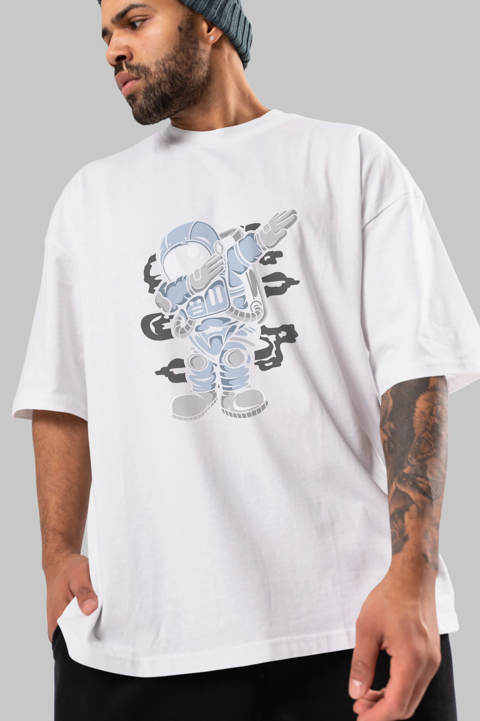 Astronaut Dab Ön Baskılı Oversize t-shirt Erkek Kadın Unisex