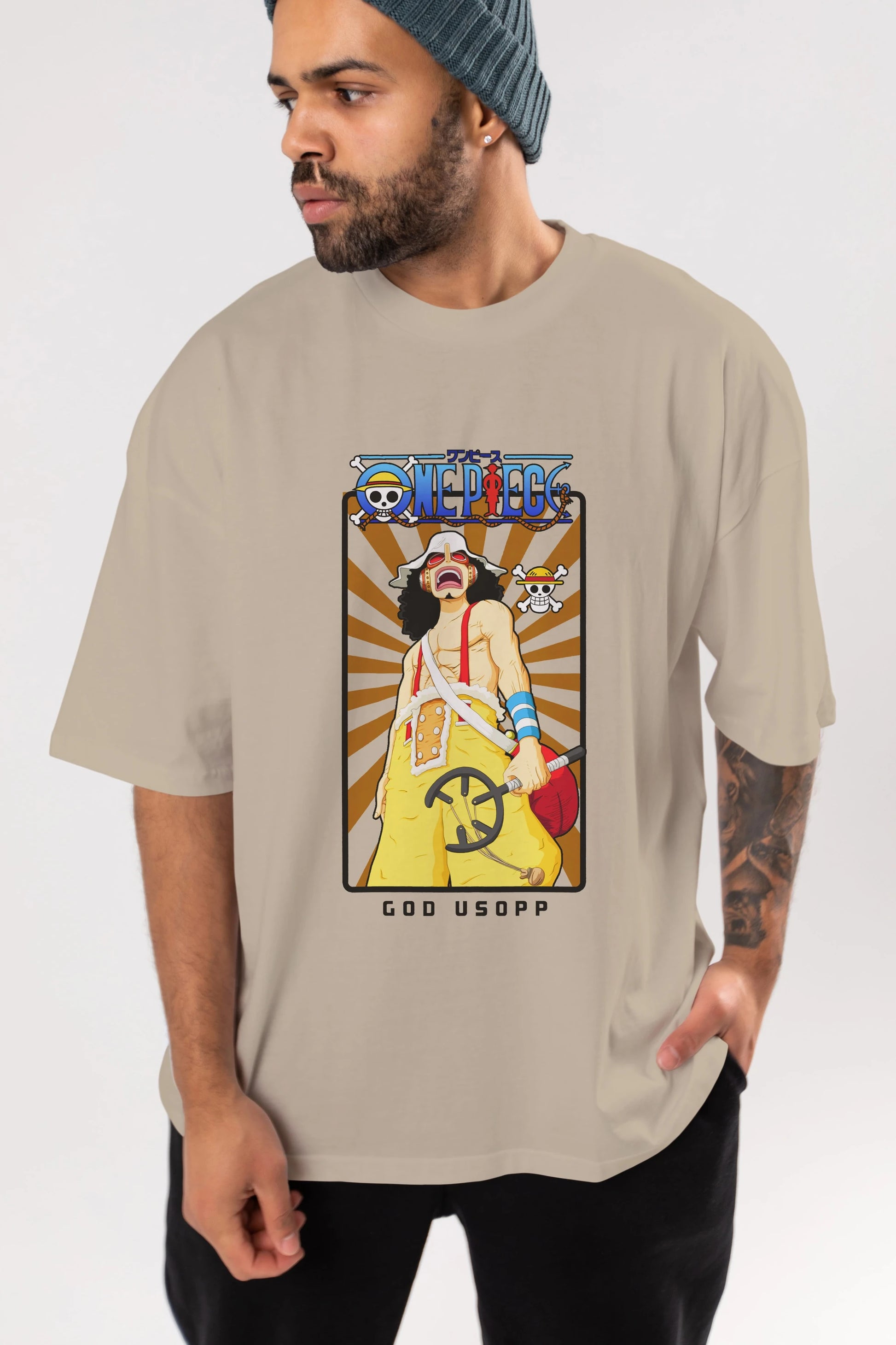 Usopp Anime Ön Baskılı Oversize t-shirt Erkek Kadın Unisex
