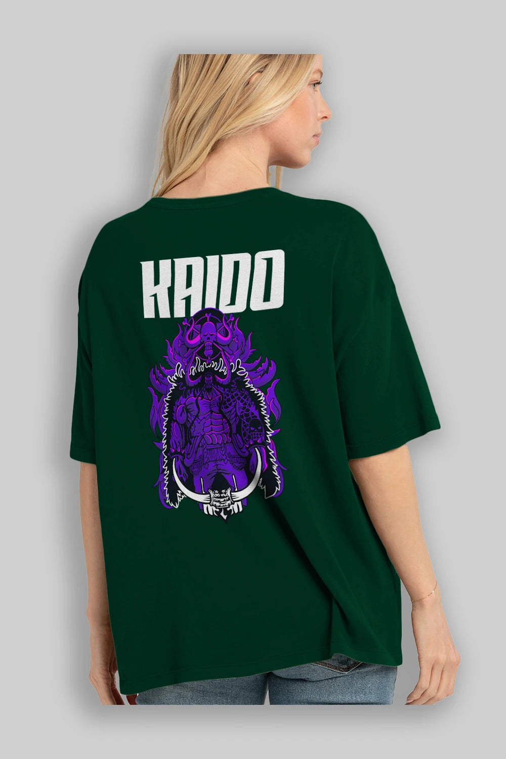 Kaido Anime Arka Baskılı Oversize t-shirt Erkek Kadın Unisex %100 pamuk tişort