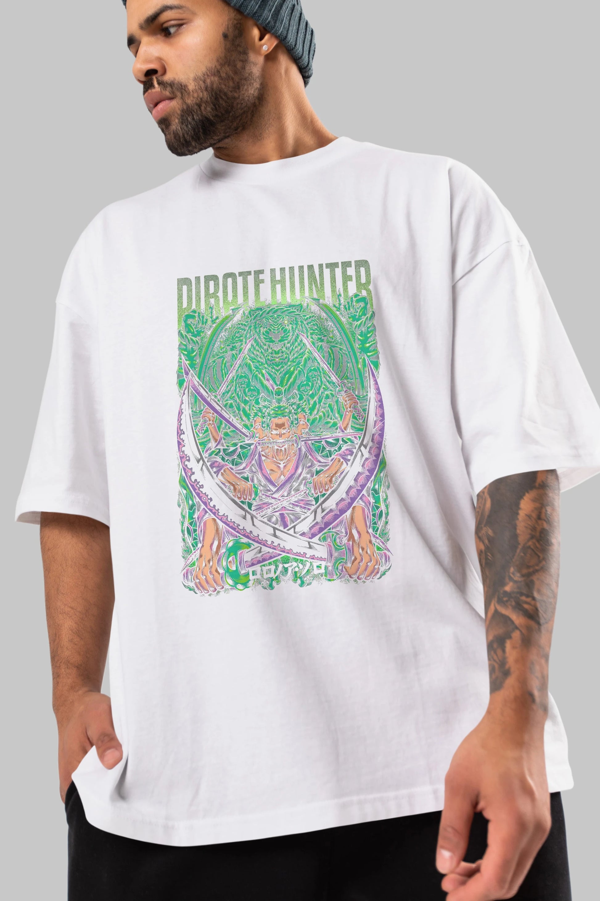RORONOA ZORO 3 Anime Ön Baskılı Oversize t-shirt %100 pamuk Erkek Kadın Unisex
