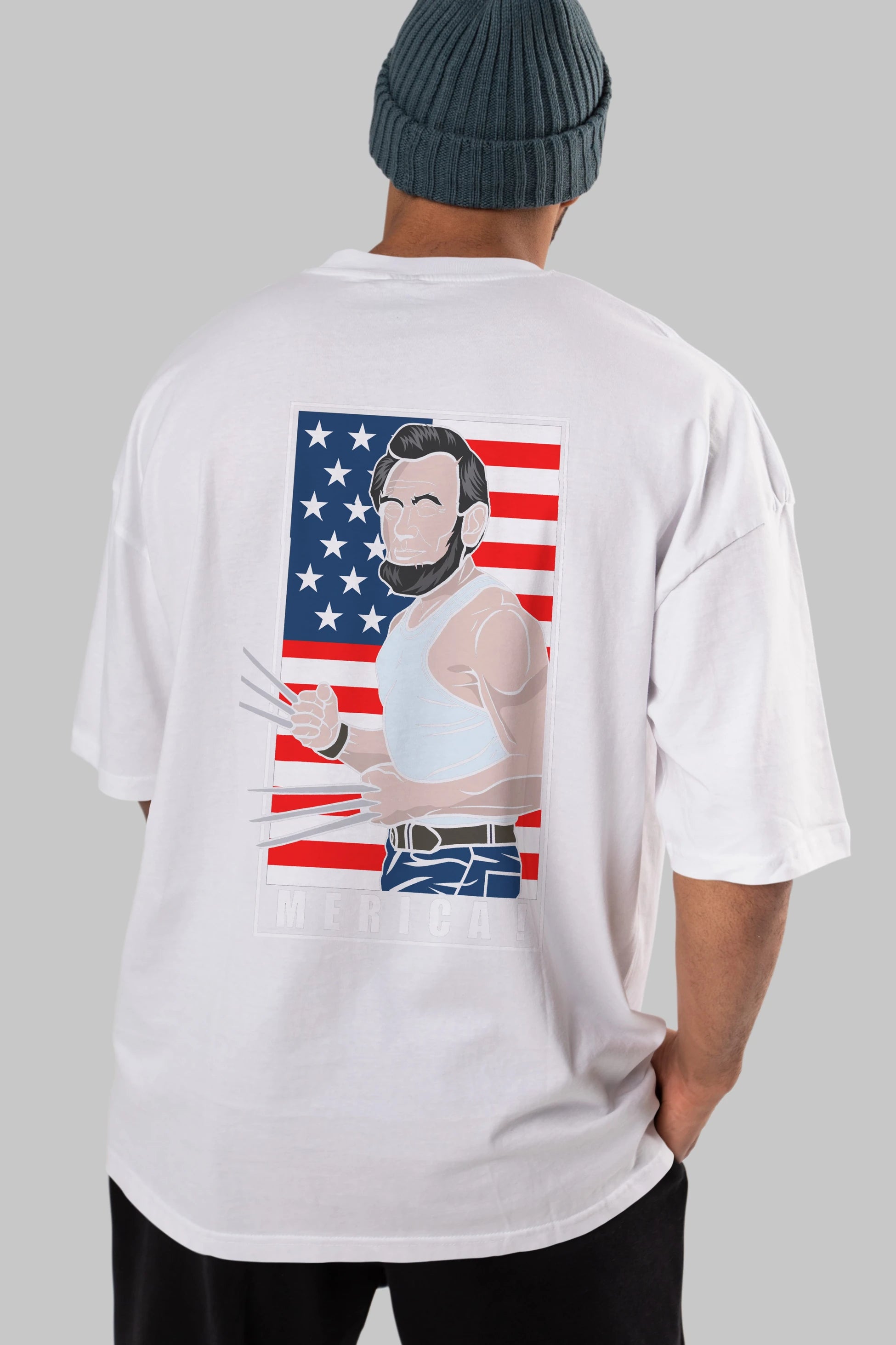 Wolverlincoln Arka Baskılı Oversize t-shirt Erkek Kadın Unisex %100 Pamuk tişort