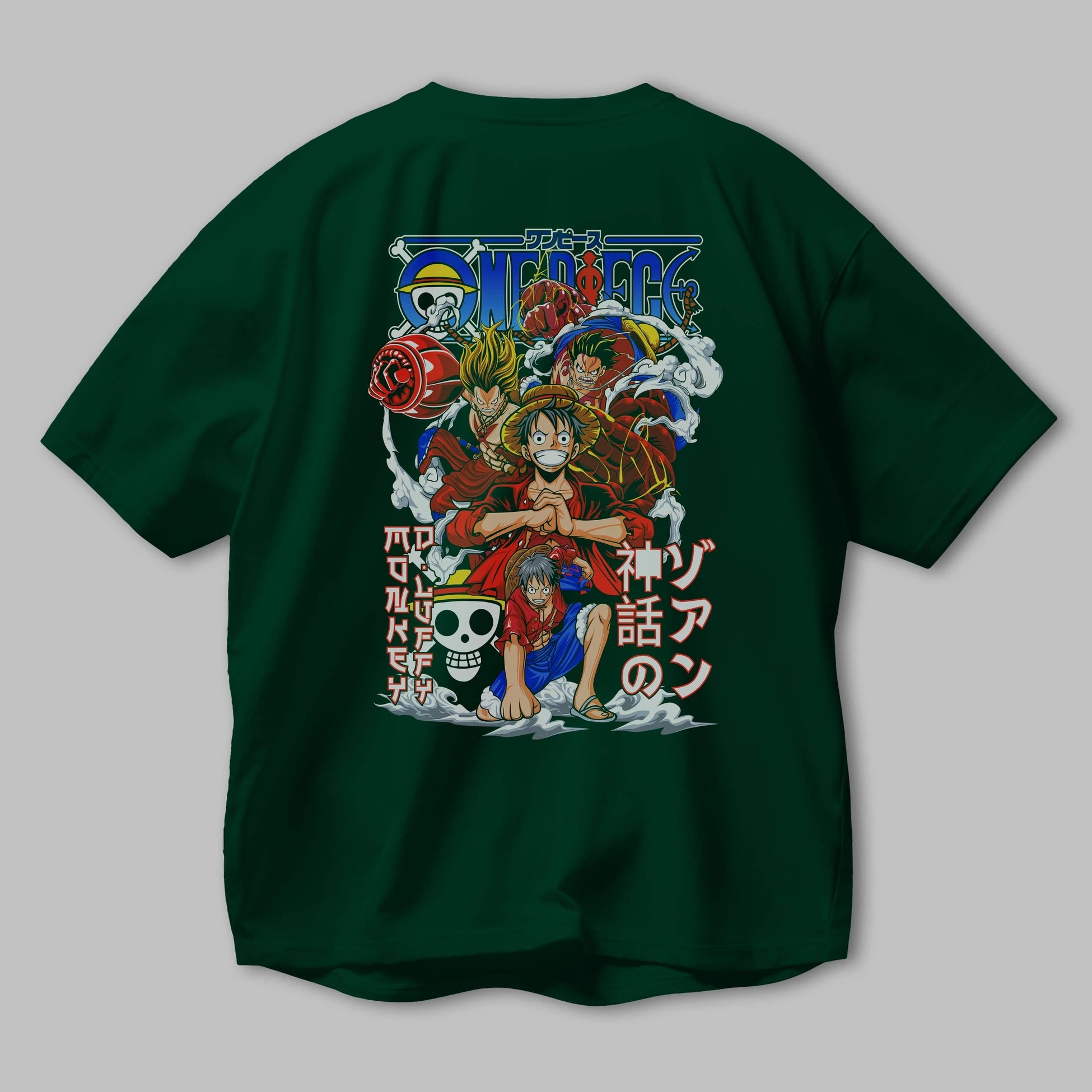 MONKEY D. LUFF-ONE PIECE 2 Anime Arka Baskılı Oversize t-shirt Erkek Kadın Unisex