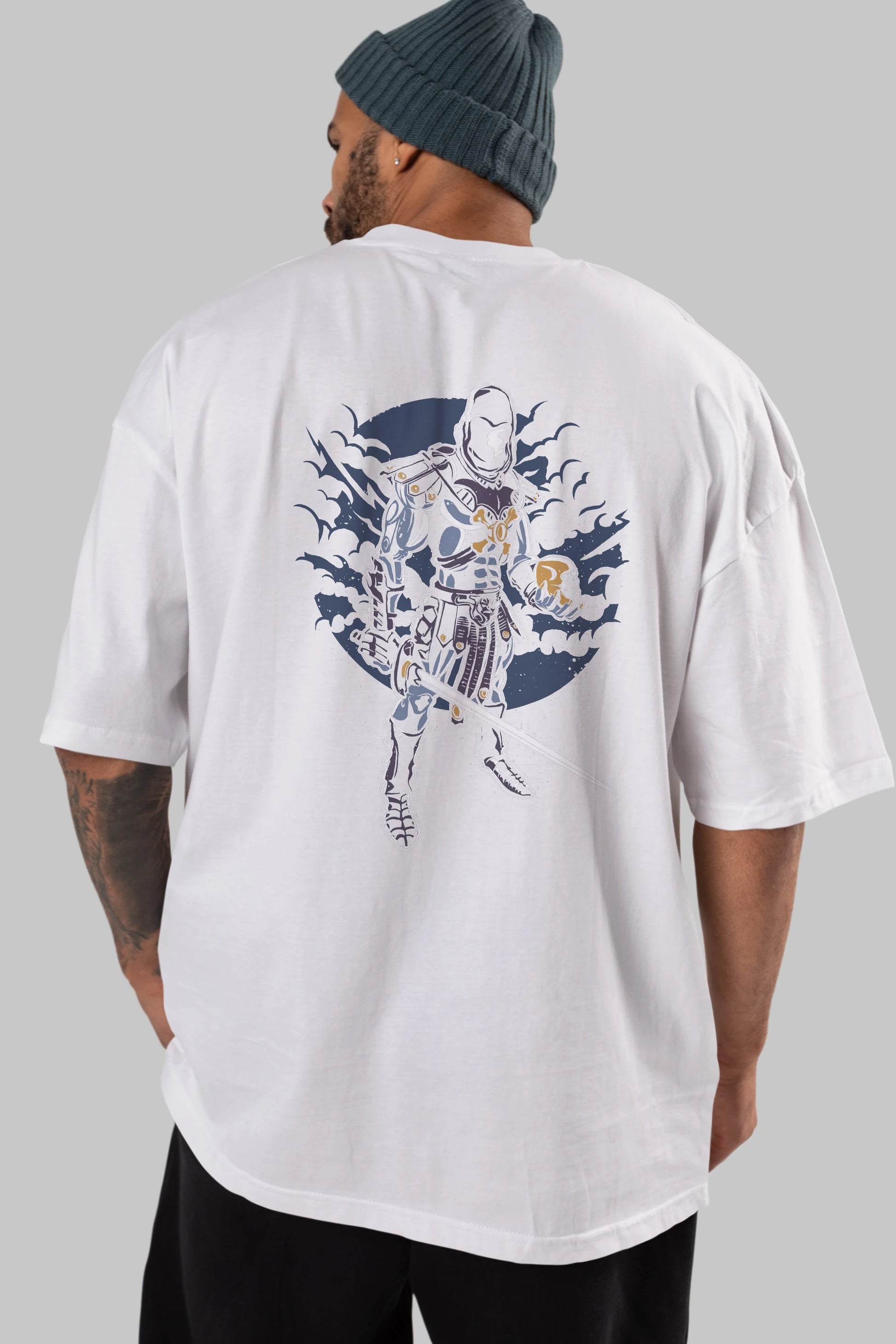 Skeleton King Arka Baskılı Oversize t-shirt Erkek Kadın Unisex %100 Pamuk