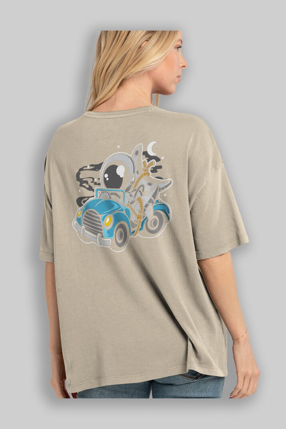 Astronaut Journey Arka Baskılı Oversize t-shirt Erkek Kadın Unisex