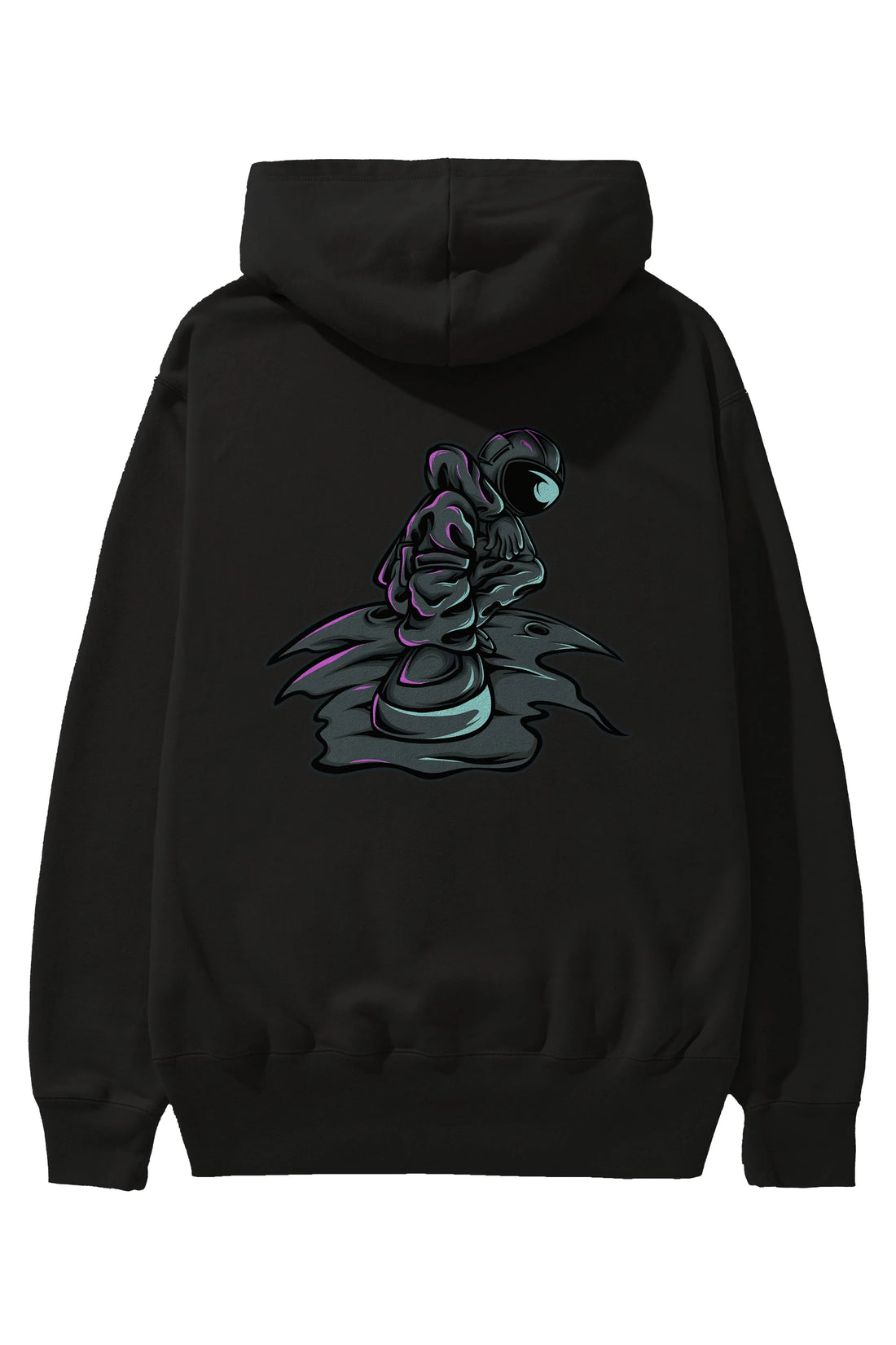 Stylish Astronaut Arka Baskılı Hoodie Oversize Kapüşonlu Sweatshirt Erkek Kadın Unisex