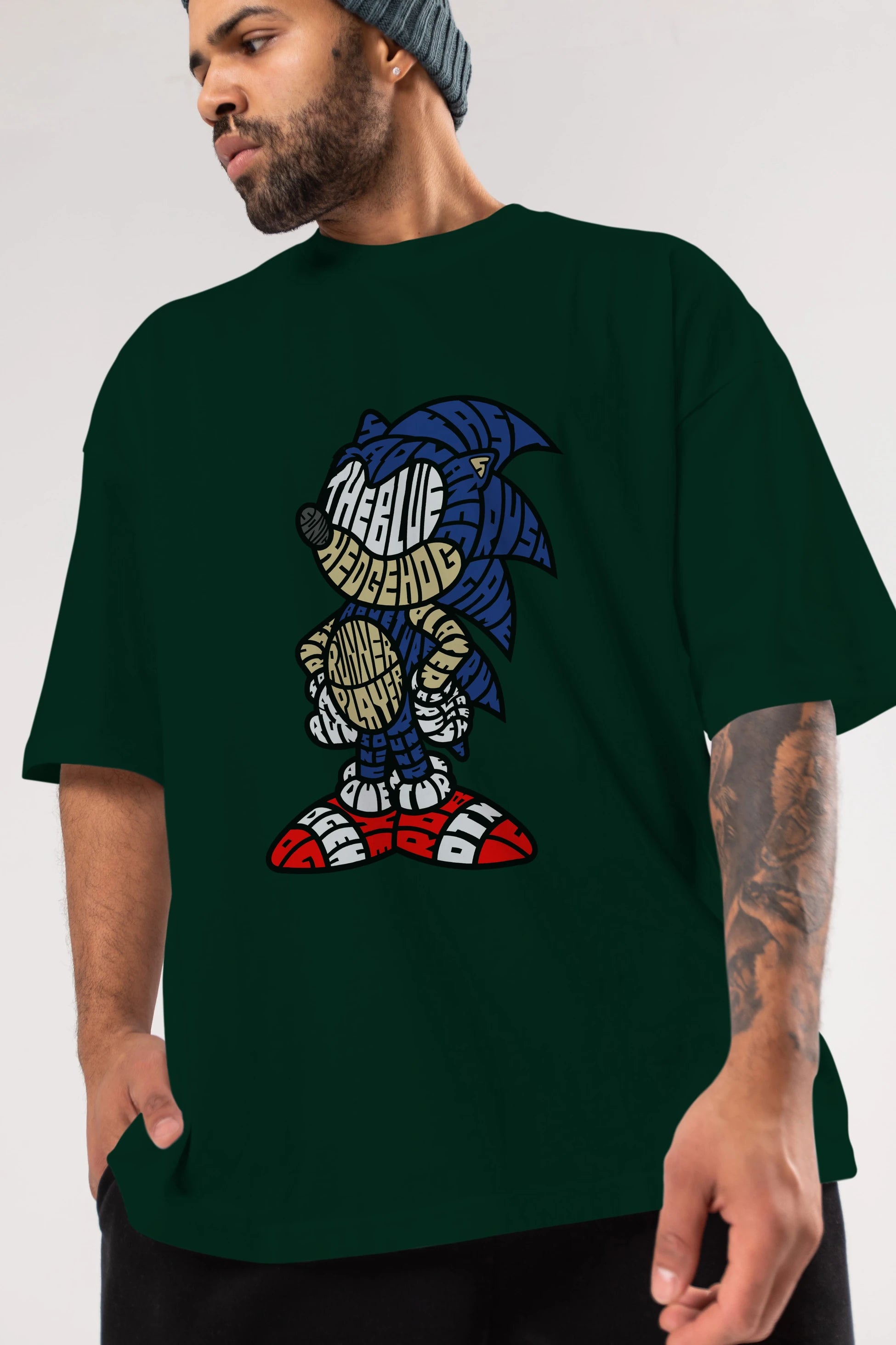 The Blue Hedgehog Ön Baskılı Oversize t-shirt %100 pamuk Erkek Kadın Unisex