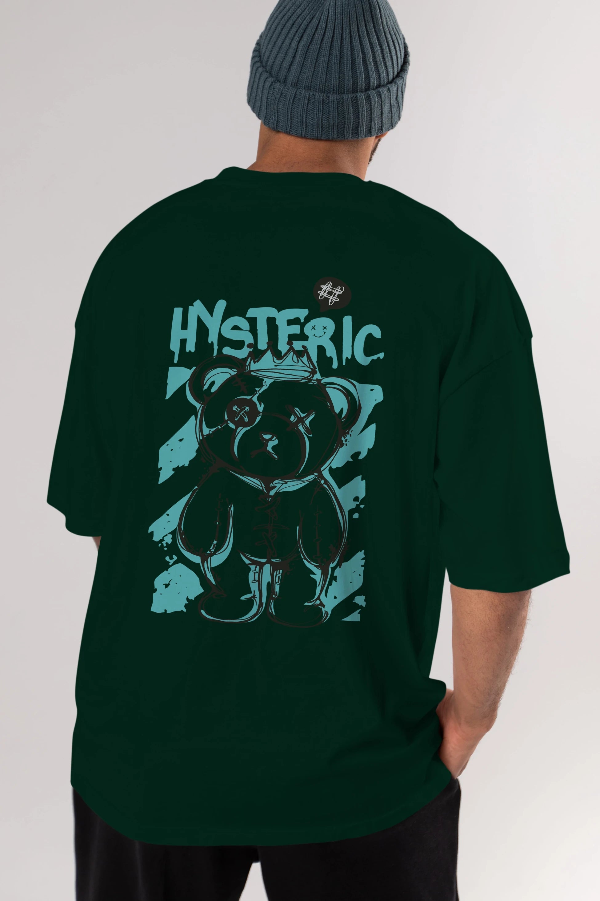 Hysteric Bear Arka Baskılı Oversize t-shirt Erkek Kadın Unisex