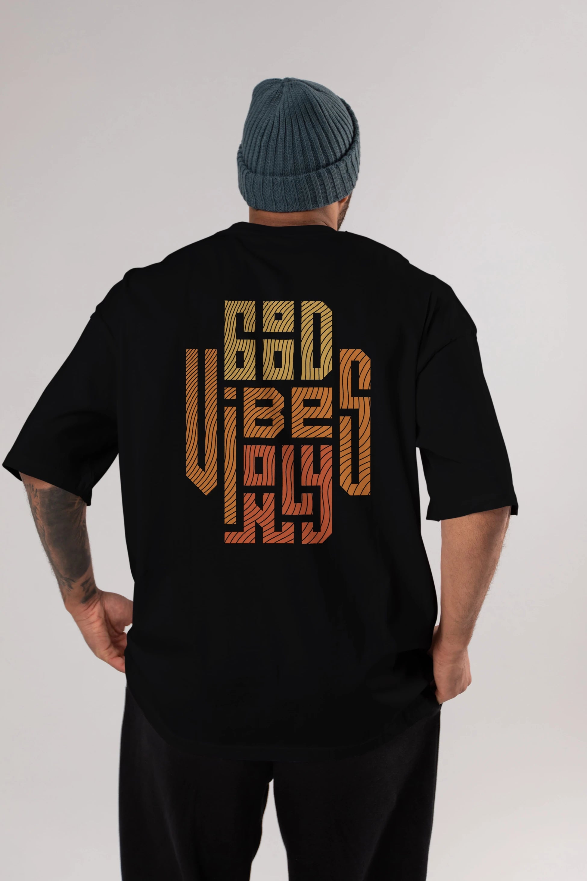 Good Vibes Only 2 Yazılı Arka Baskılı Oversize t-shirt Erkek Kadın Unisex